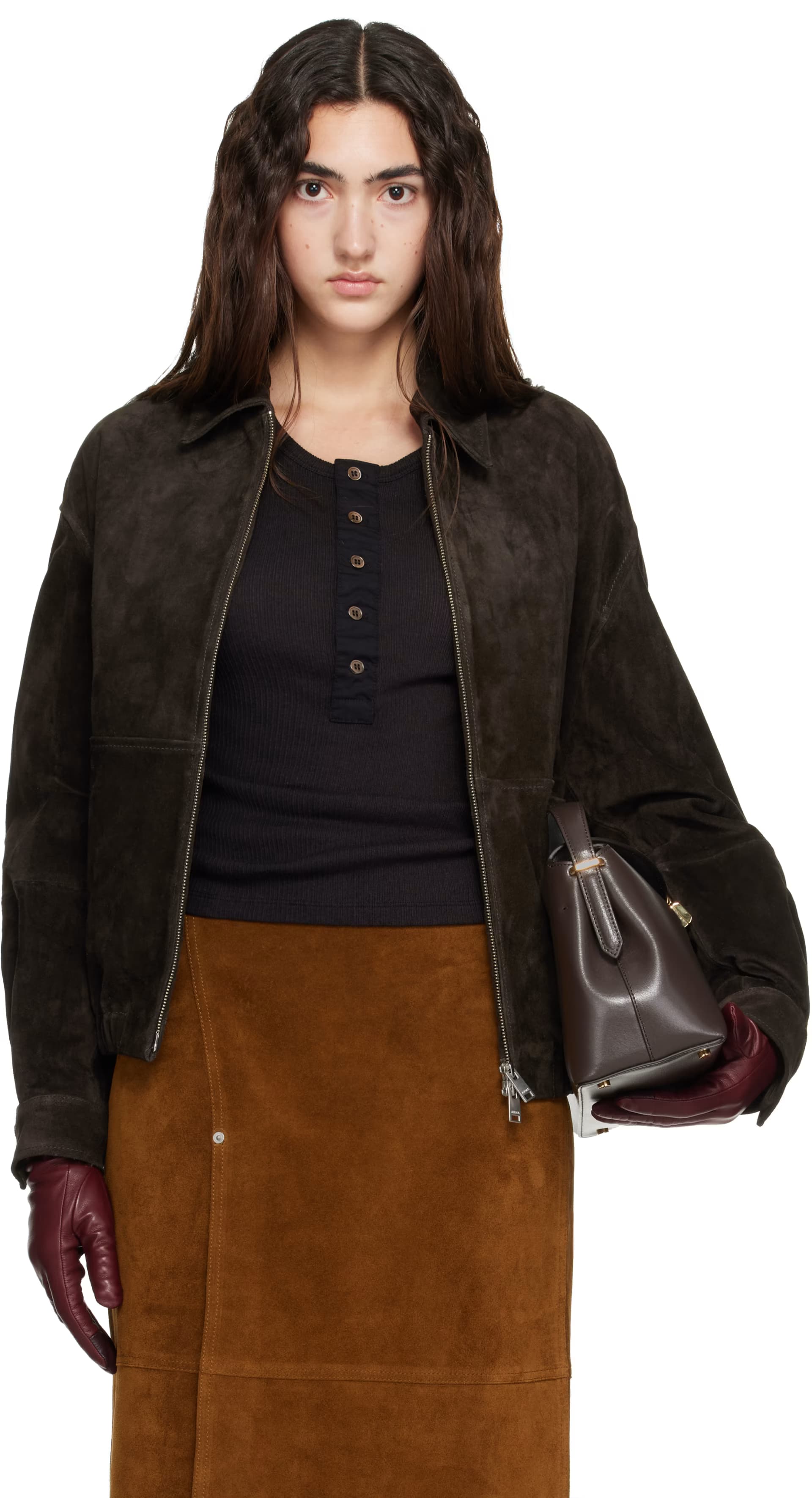 Brown Maddox Gritty Suede Jacket by Arma