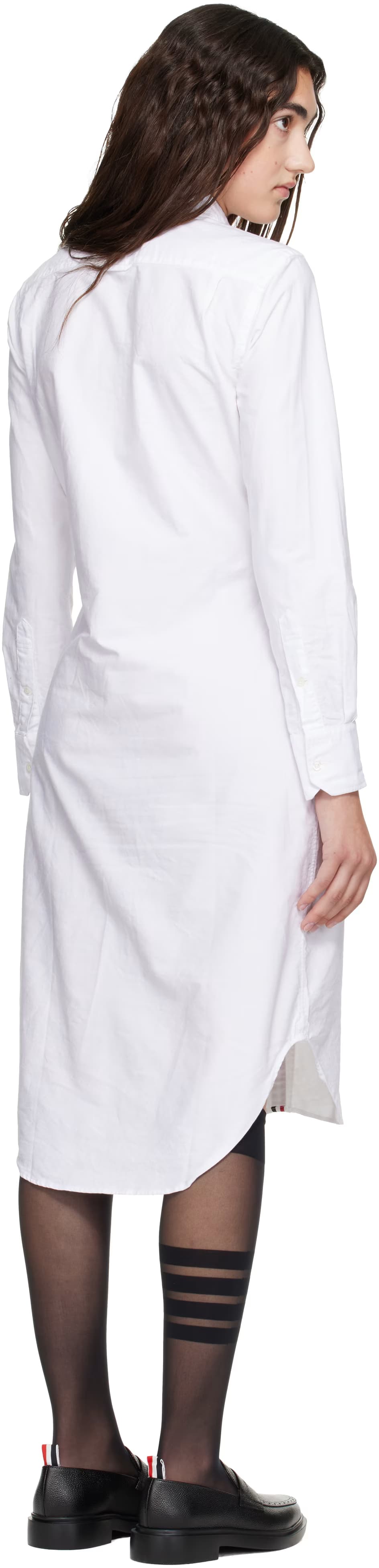 White Oxford Grosgrain Placket Shirt Dress 3