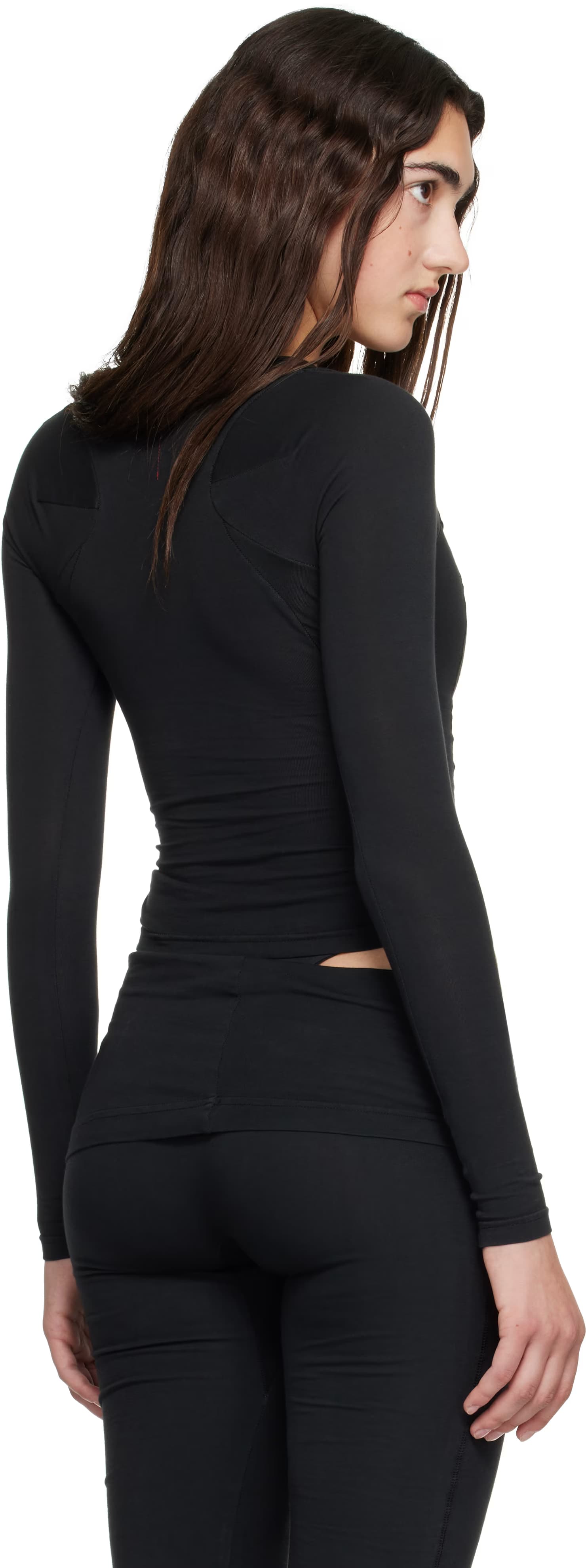 Black Split Racerback Rib Longsleeve T-shirt 3