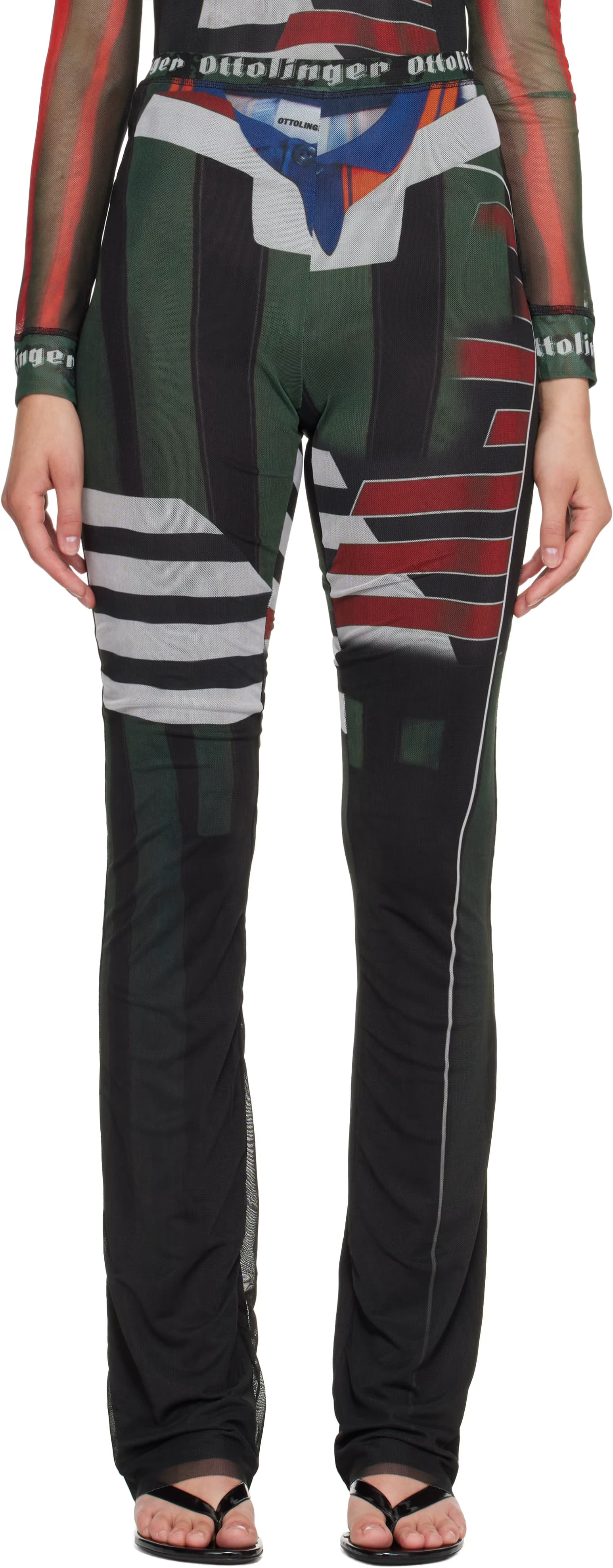 Multicolor Mesh Lounge Pants by Ottolinger