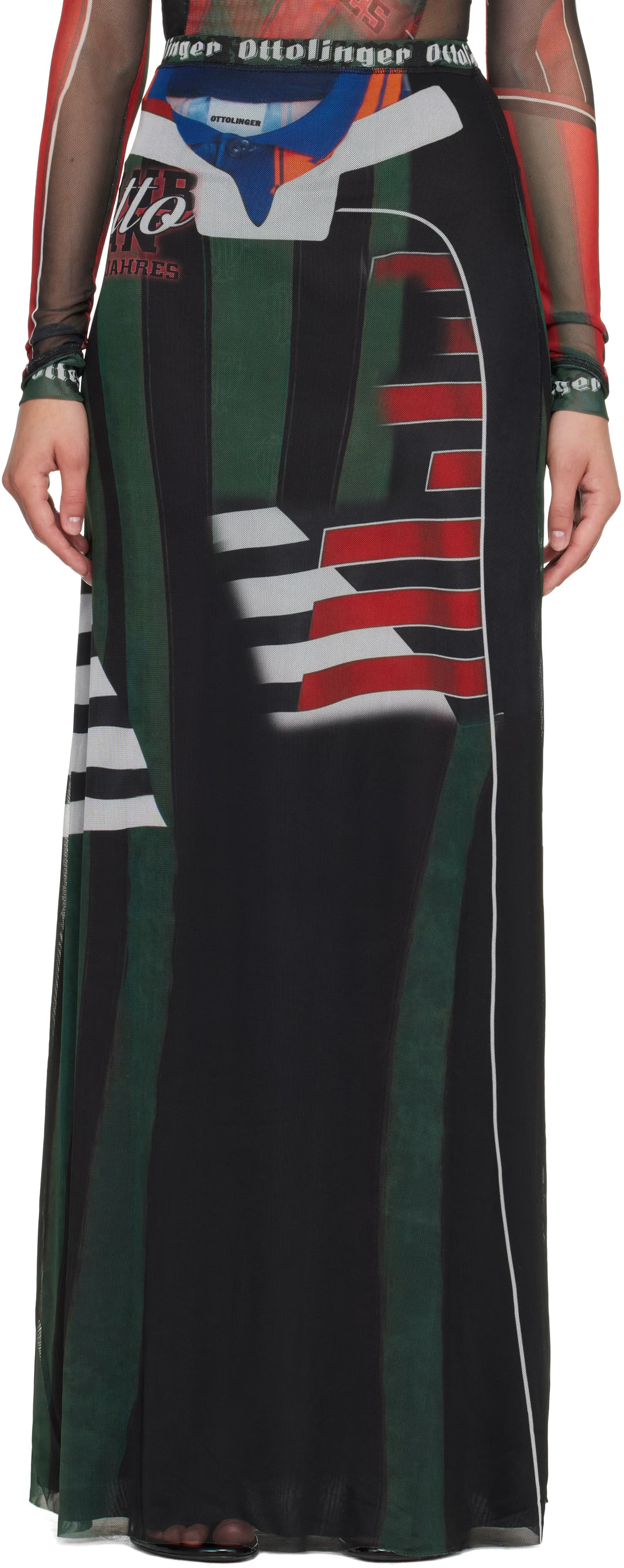 Multicolor Mesh Maxi Skirt by Ottolinger