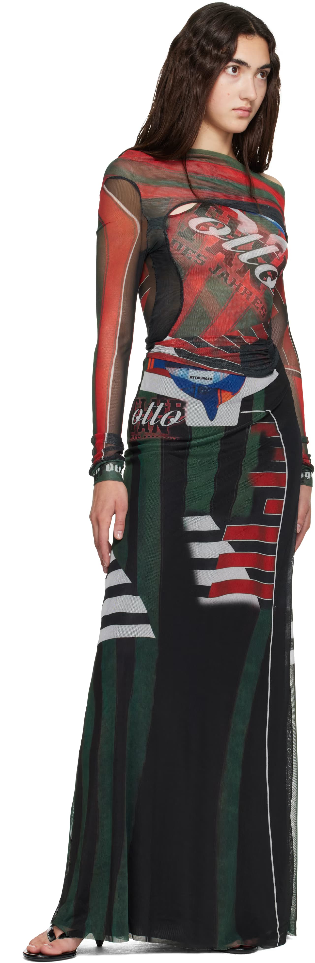 Multicolor Mesh Maxi Skirt 4