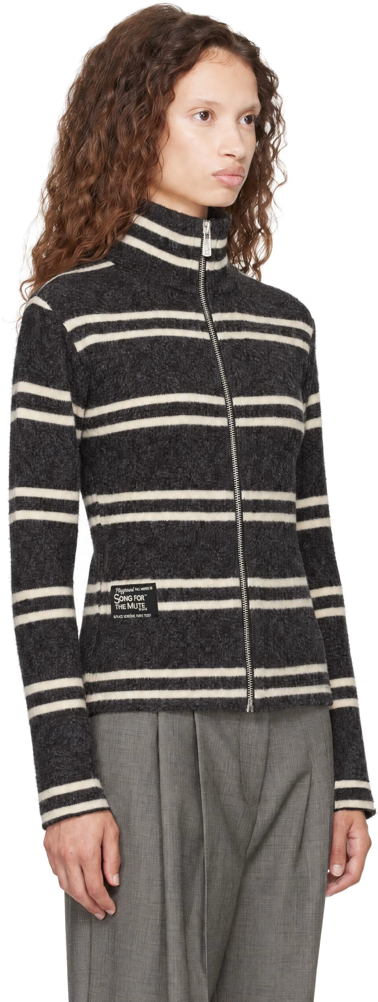 Gray Rugby Fleece Zip Up Sweater by Song For The Mute