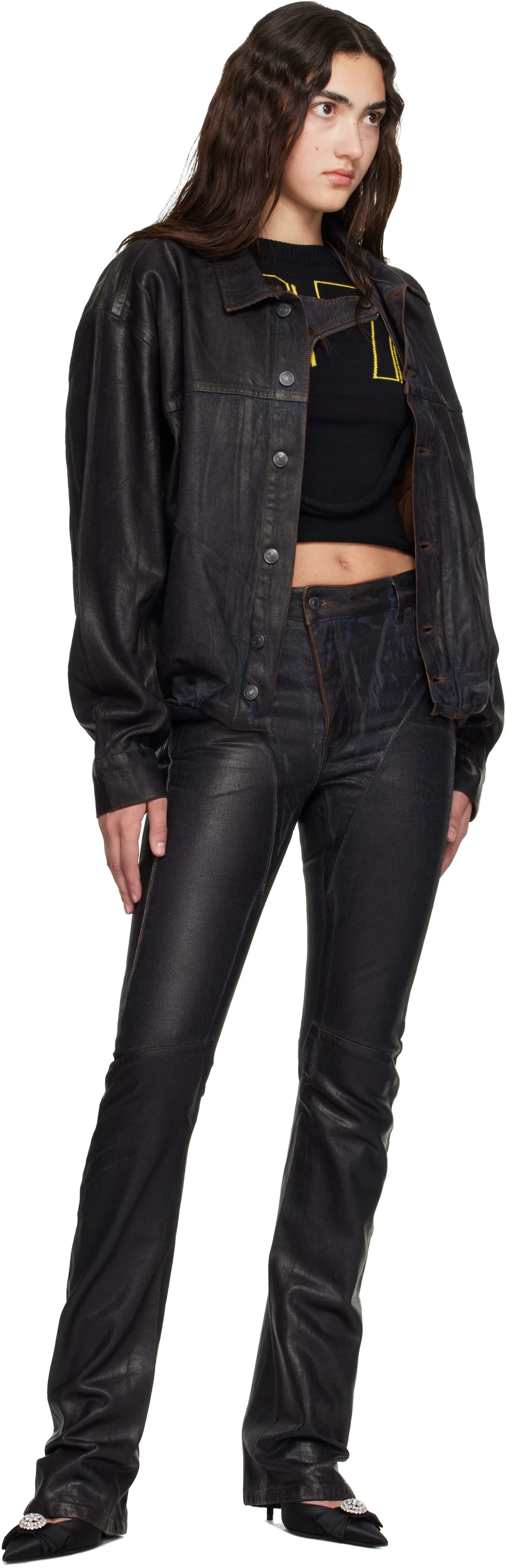 Brown Glazed Curve Jeans 4