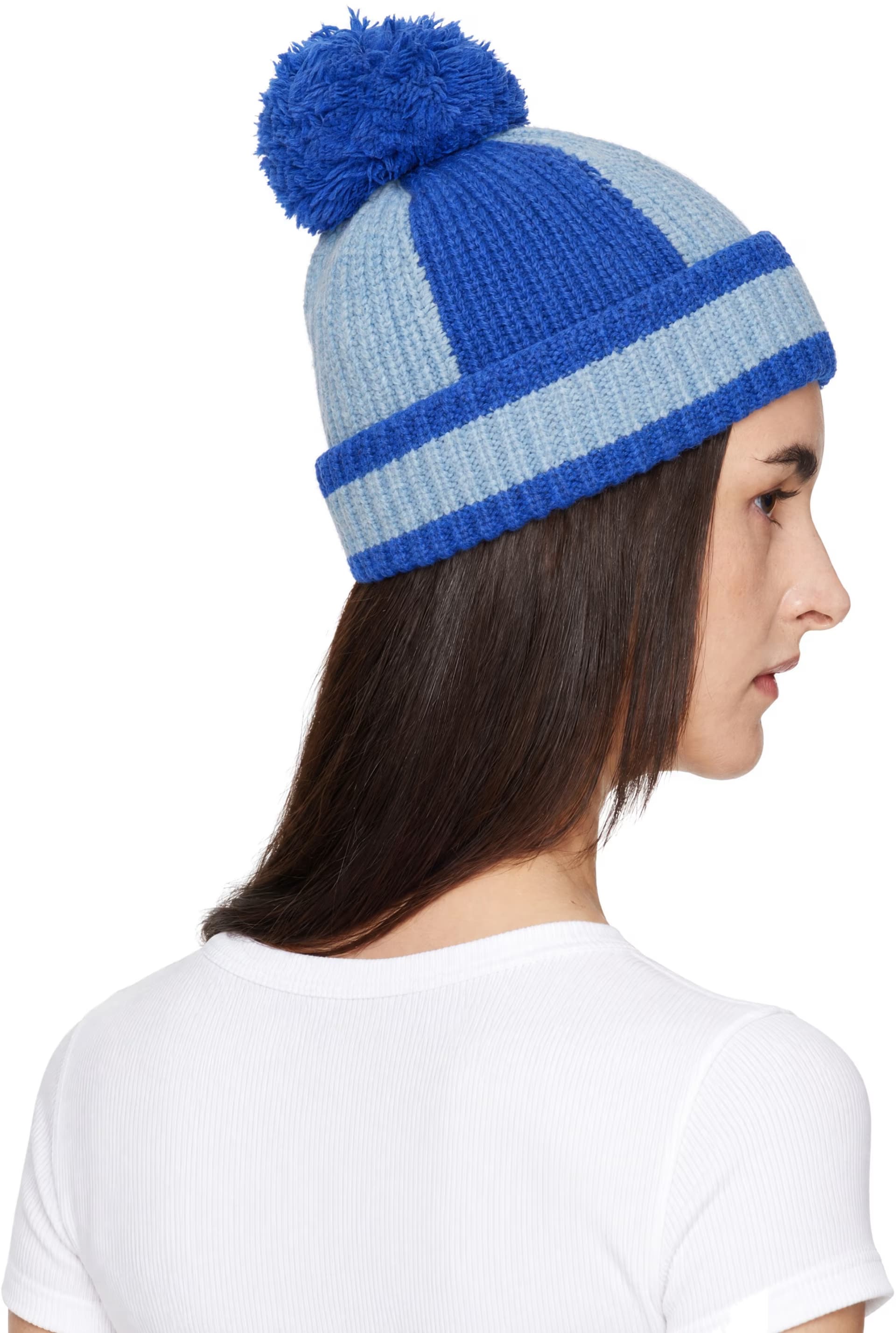 Blue Pompom Beanie 3