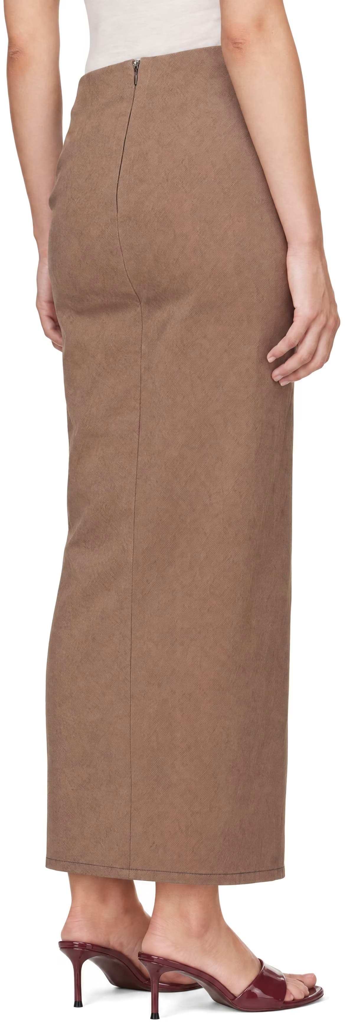 Brown De-Dasli-Fsj1 Denim Midi Skirt by Diesel