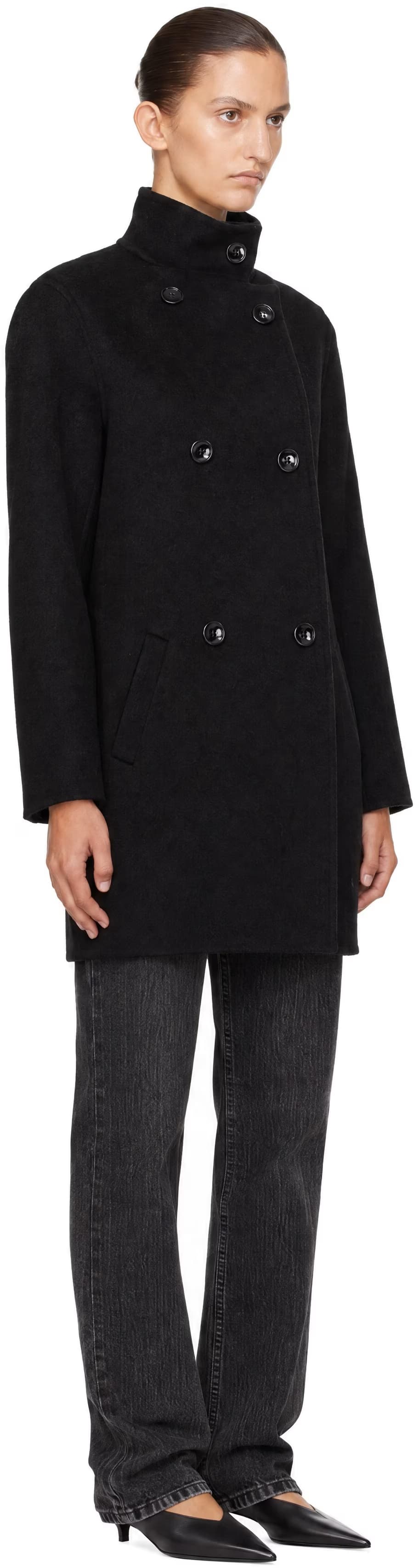 Black Olmo Wool Short Coat 2