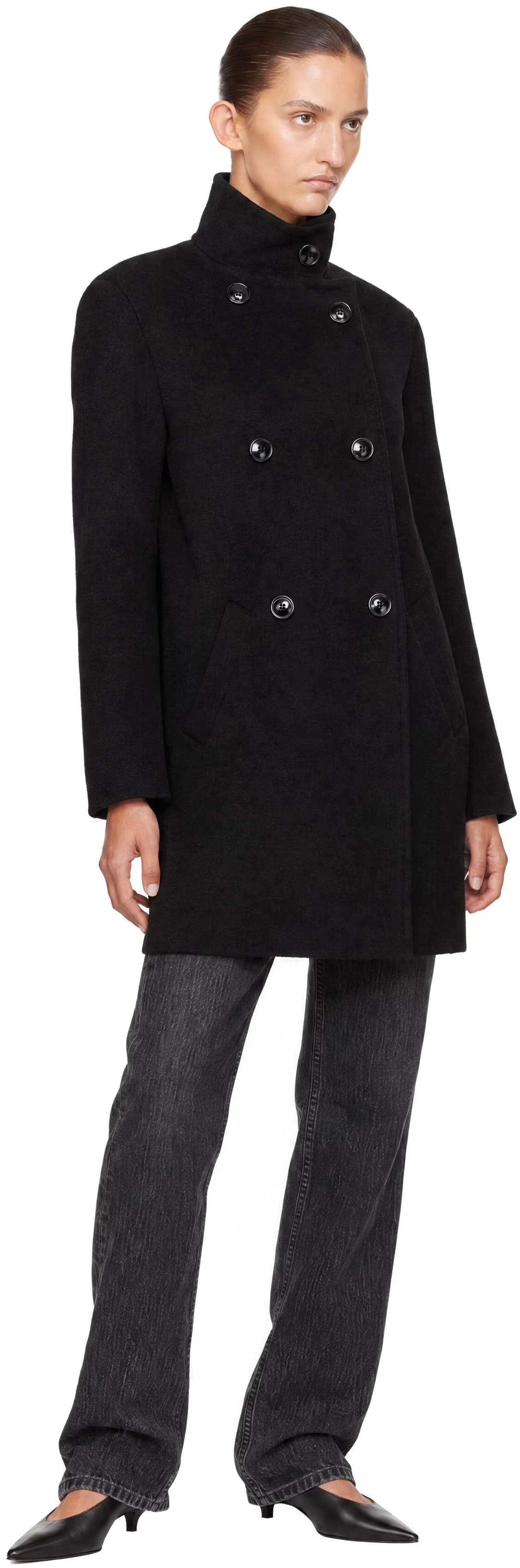 Black Olmo Wool Short Coat 4
