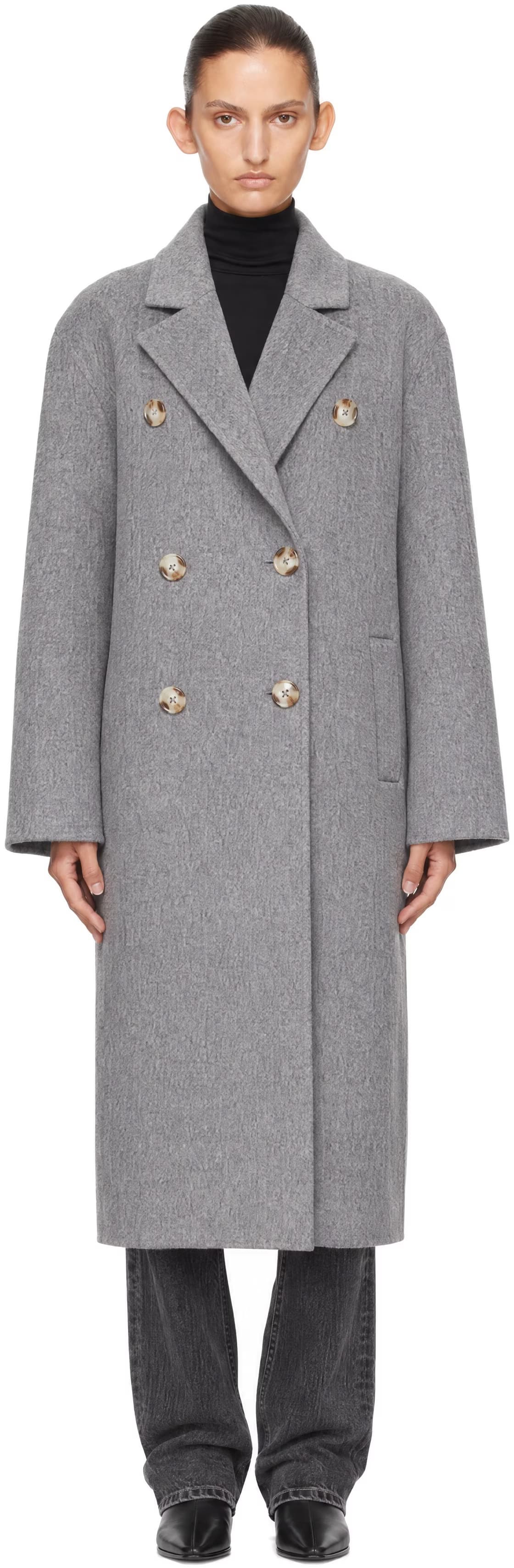 Gray Irvin Long Wool Coat by Loulou de Saison