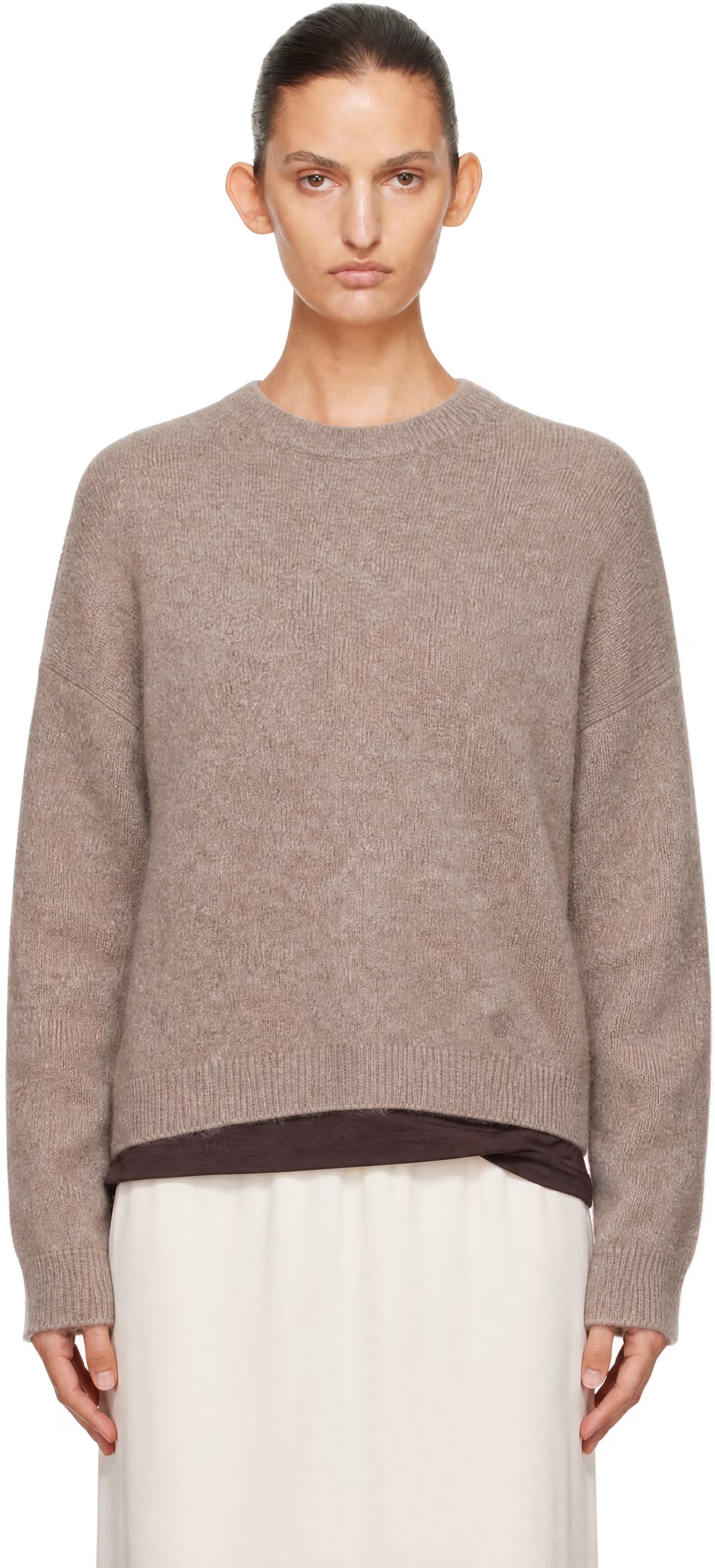 Brown TRISTAN LDS Yak Blend Sweater by Loulou de Saison