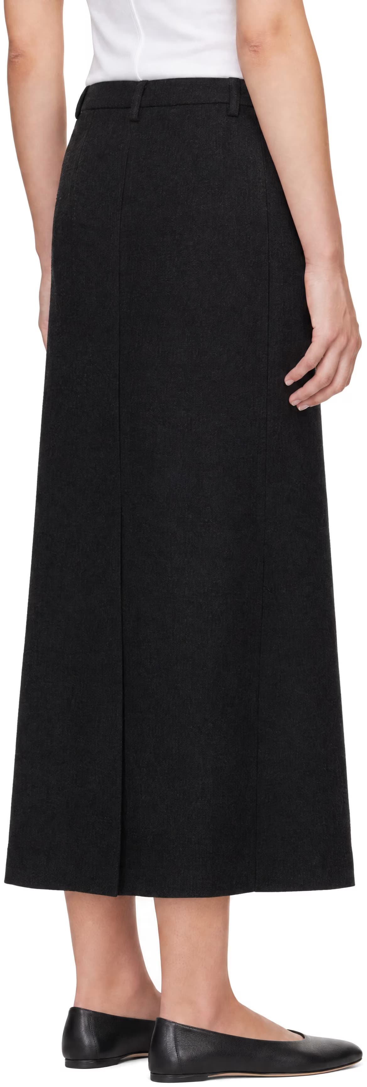 Black Wool-Blend Column Maxi Skirt 3