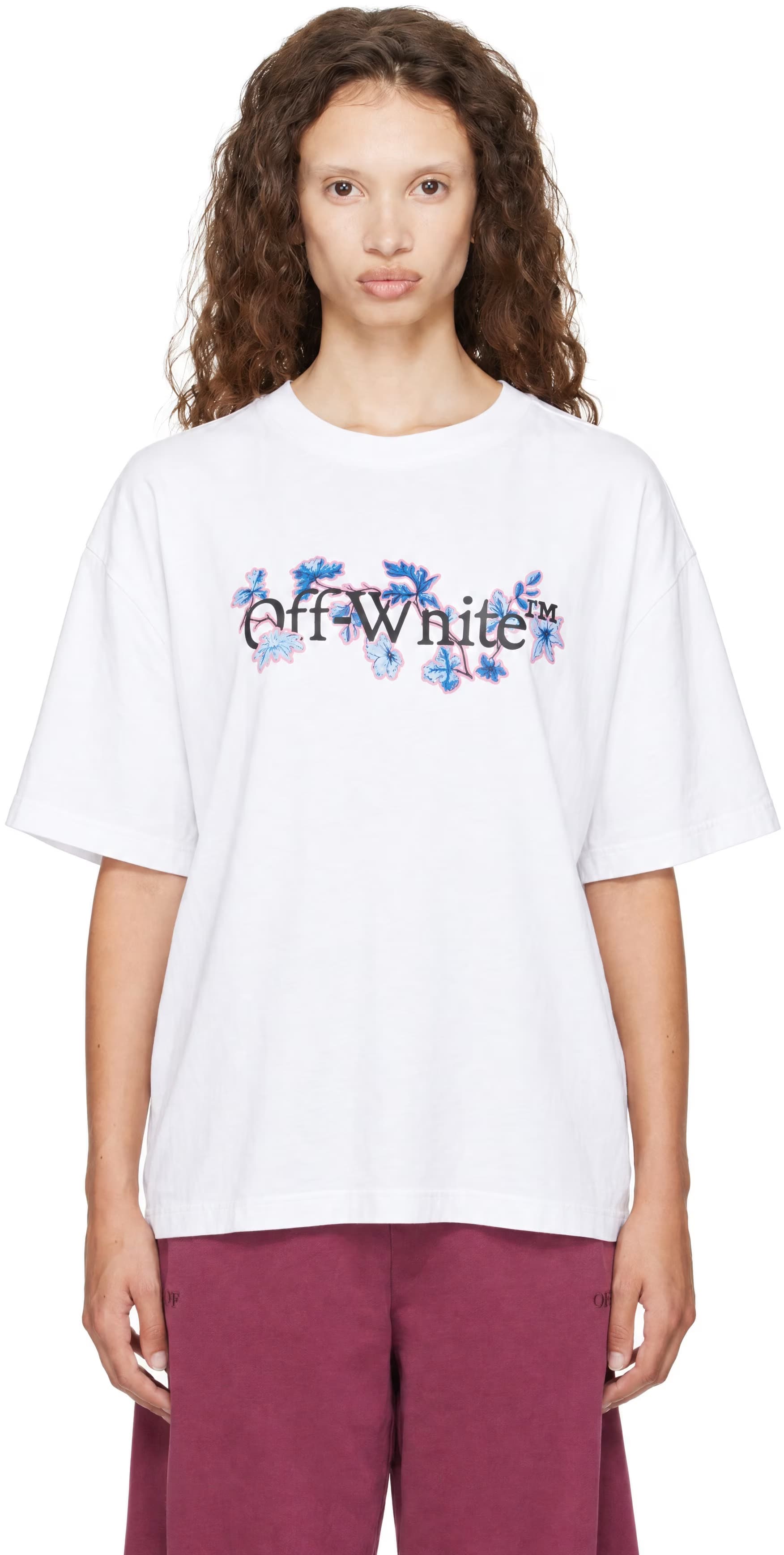 White Bookish Flower Regular T-shirt by Off-White