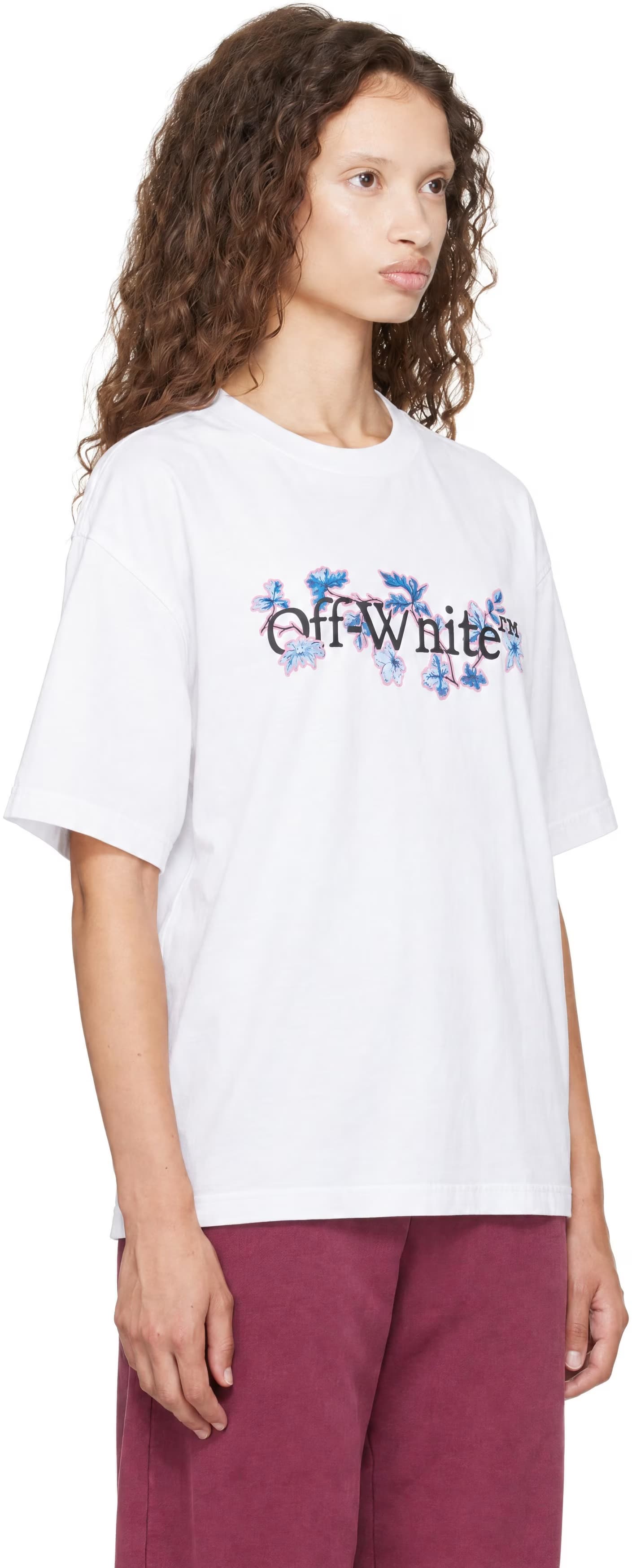 White Bookish Flower Regular T-shirt by Off-White