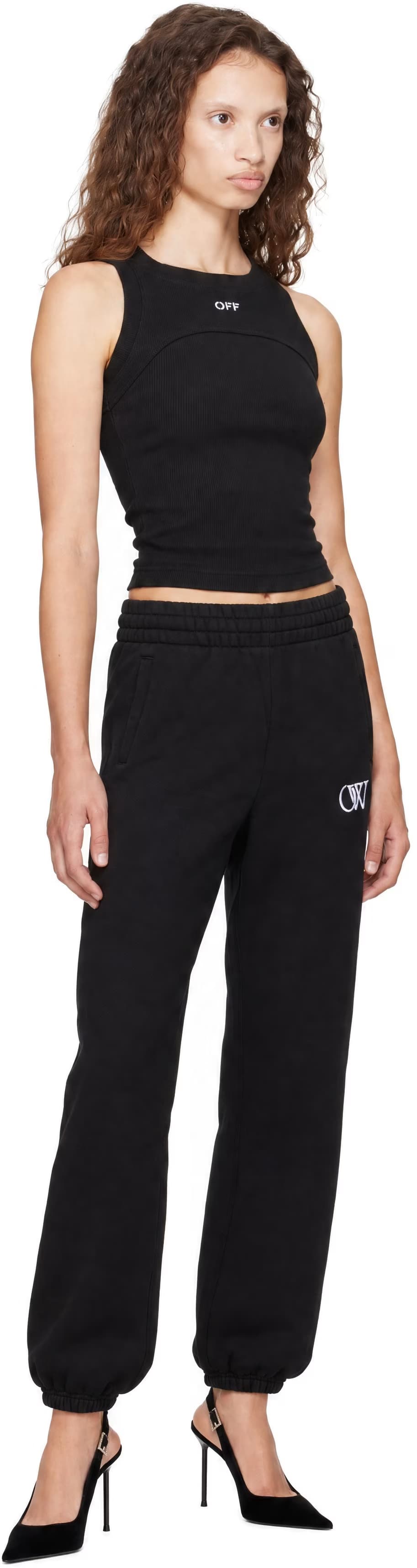 Black Embroidered 'OW' Sweatpants 4