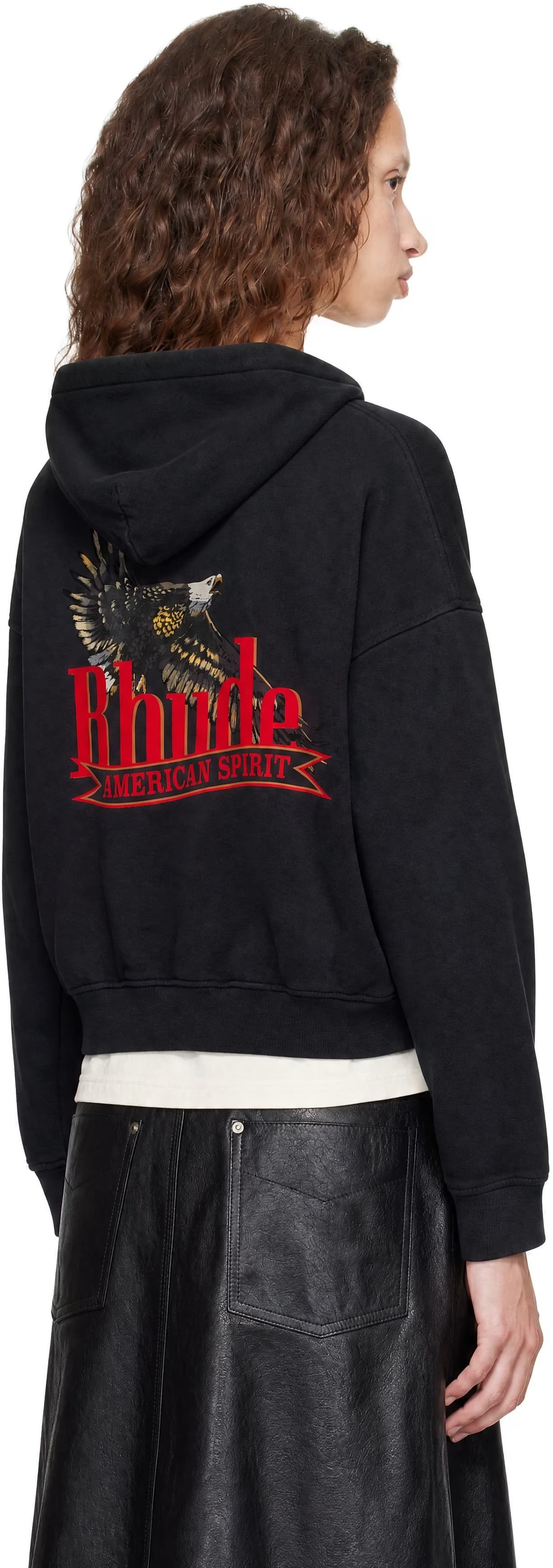 Black 'Rhude American Spirit' Zip-Up Hoodie 3