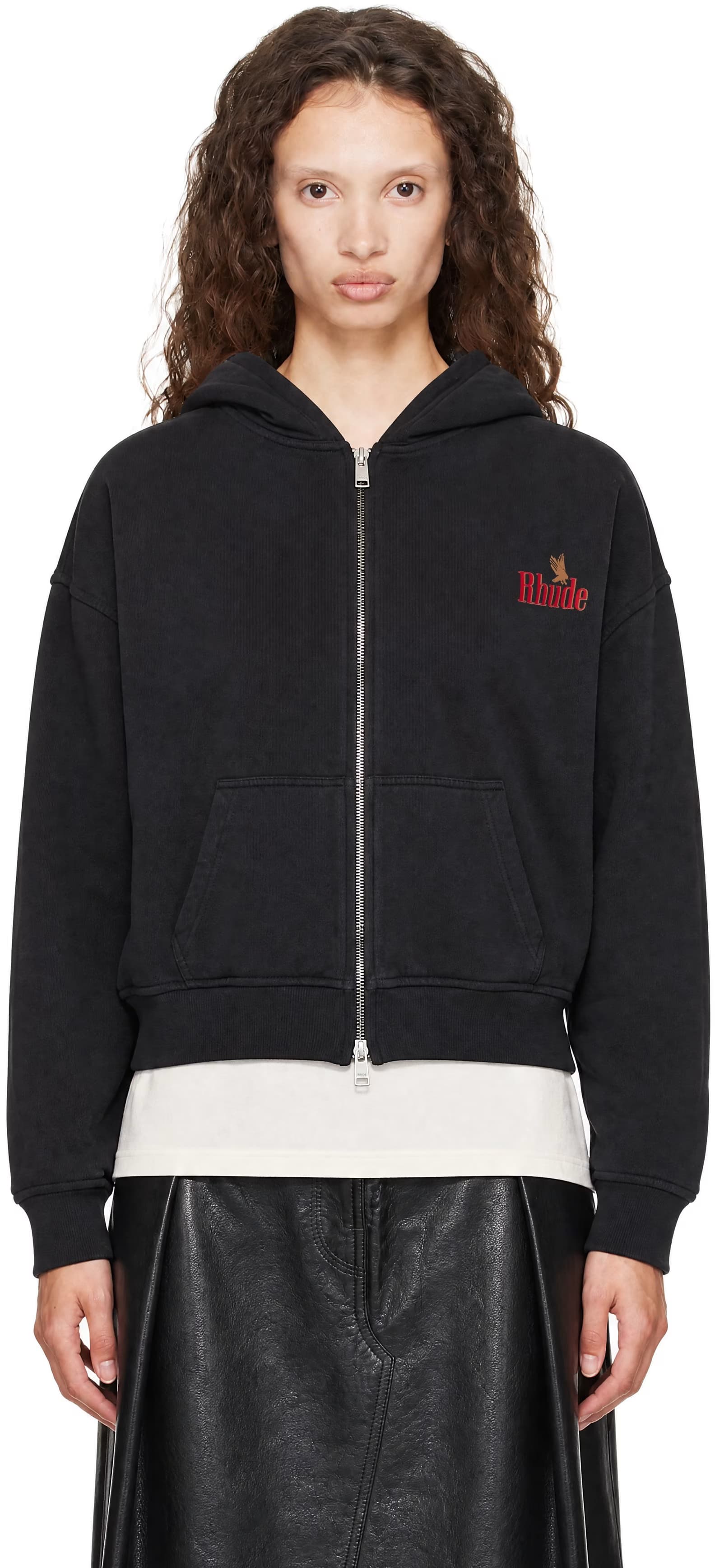 Black 'Rhude American Spirit' Zip-Up Hoodie by Rhude