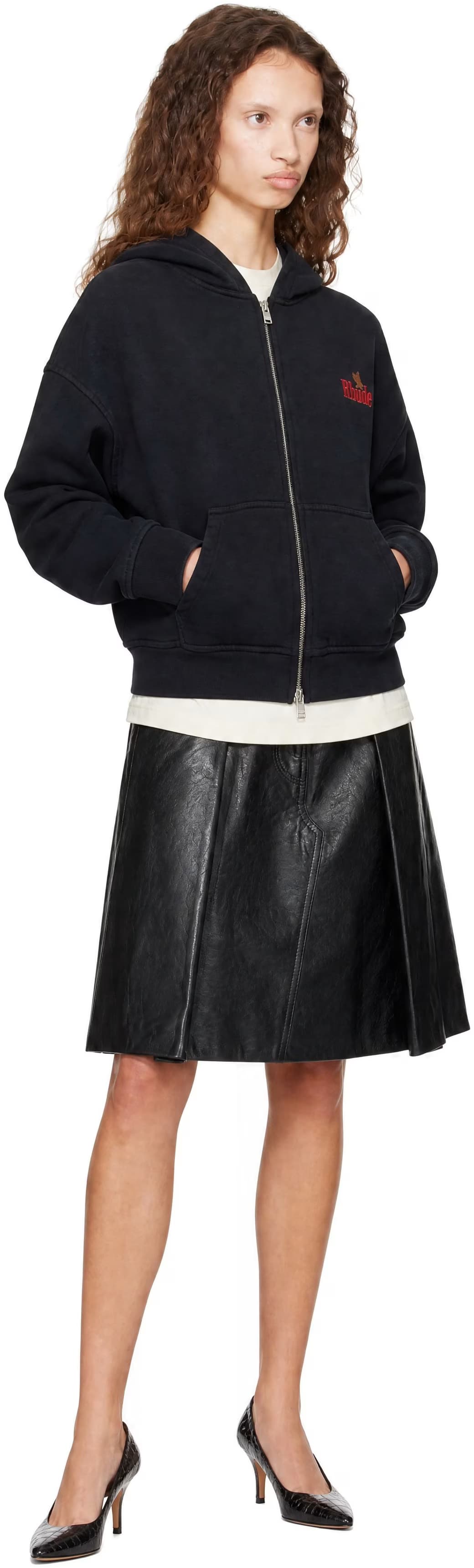 Black 'Rhude American Spirit' Zip-Up Hoodie 4