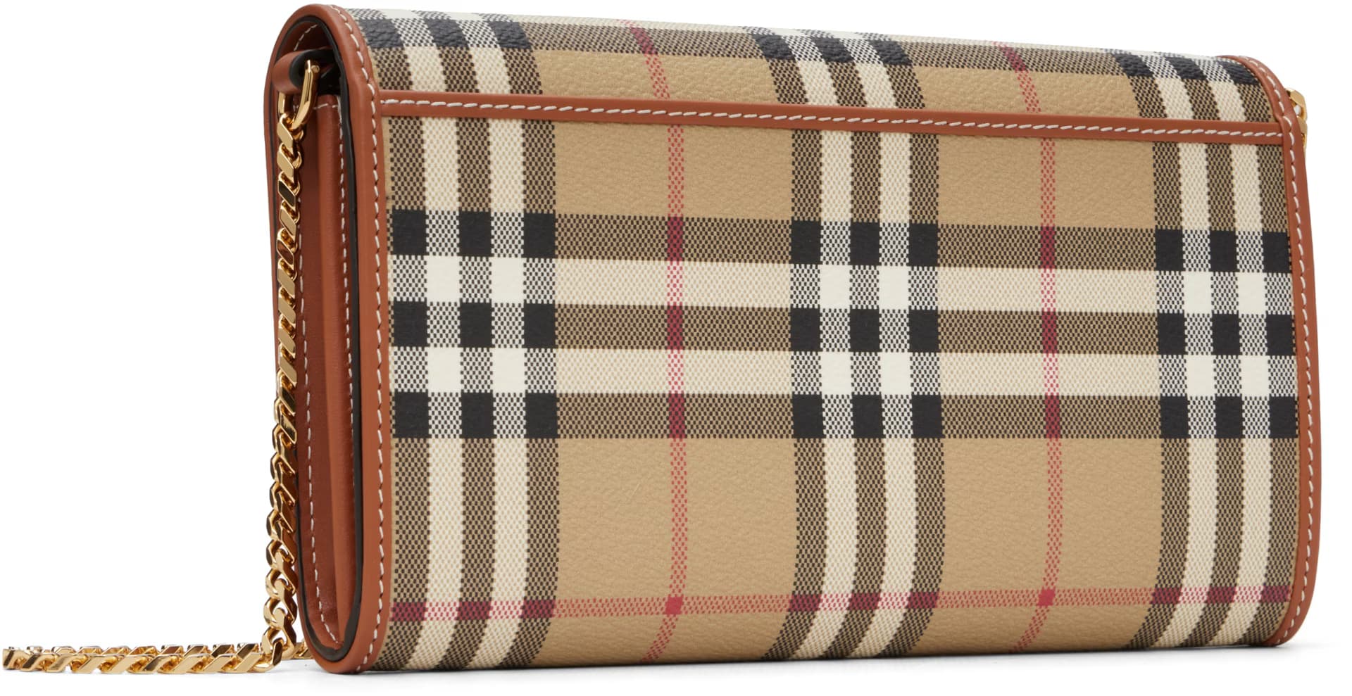 Beige Check Chain Strap Wallet Bag 3