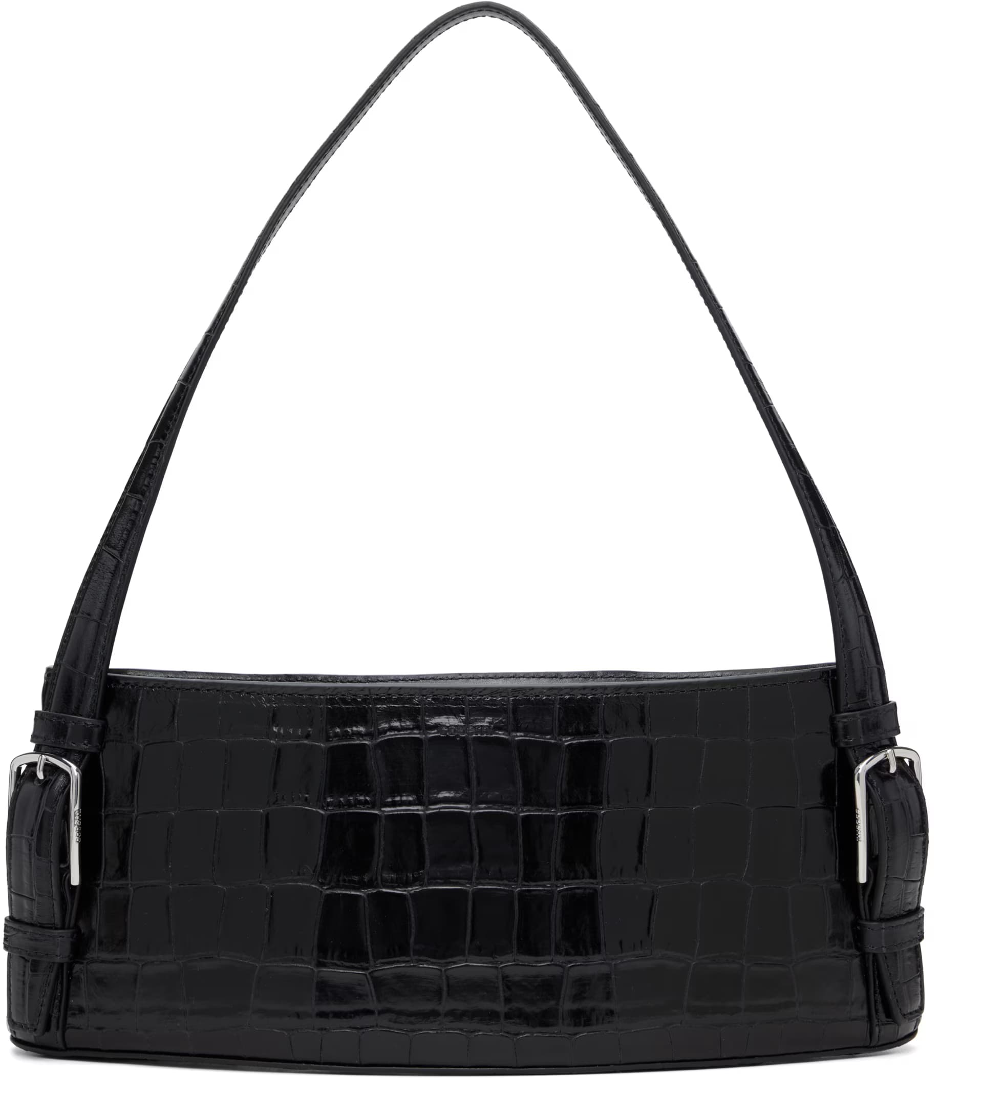 Black Croco Ergonomic Shoulder Bag by Coperni