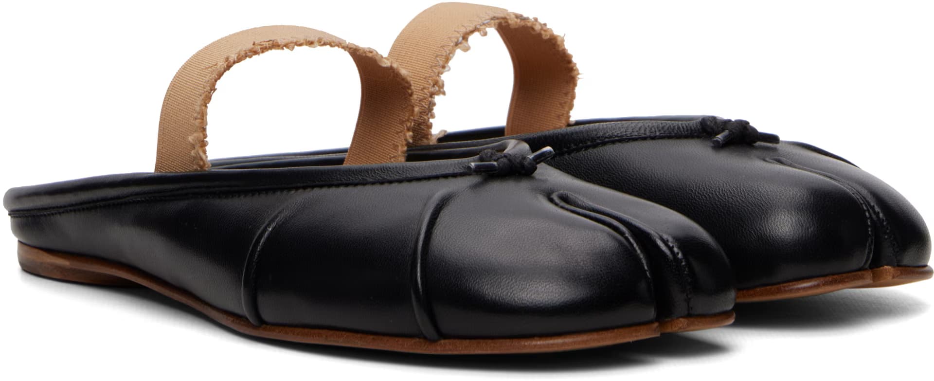 Black Tabi Elastic Band Mule Flats 4