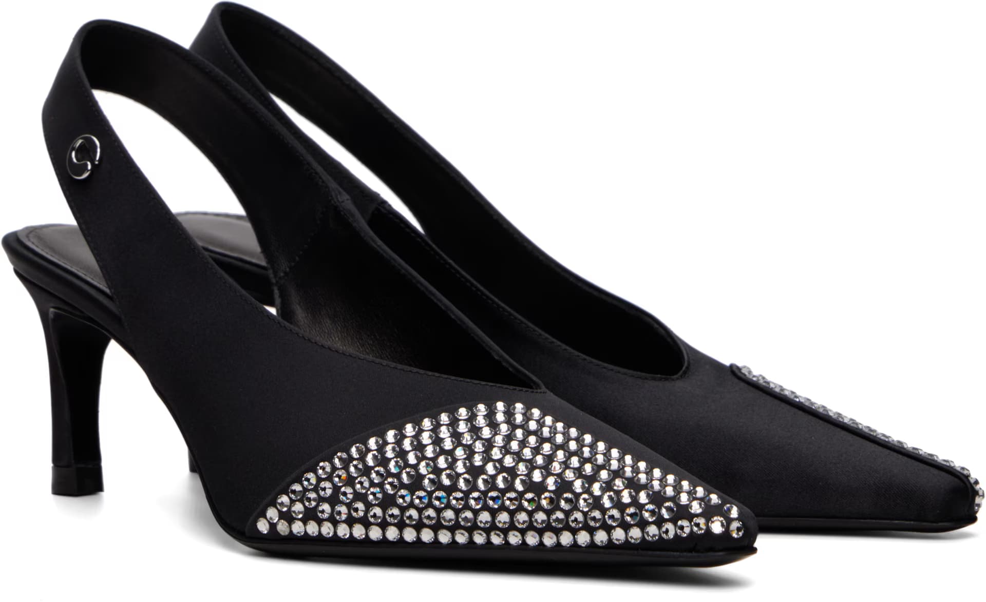 Black Bicolor Slingbacks Stiletto Heels 4