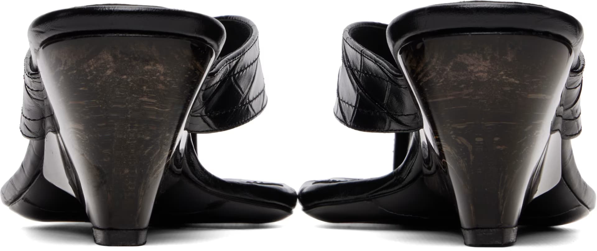 Black Croco Lift Flip Flops Heeled Sandals 2