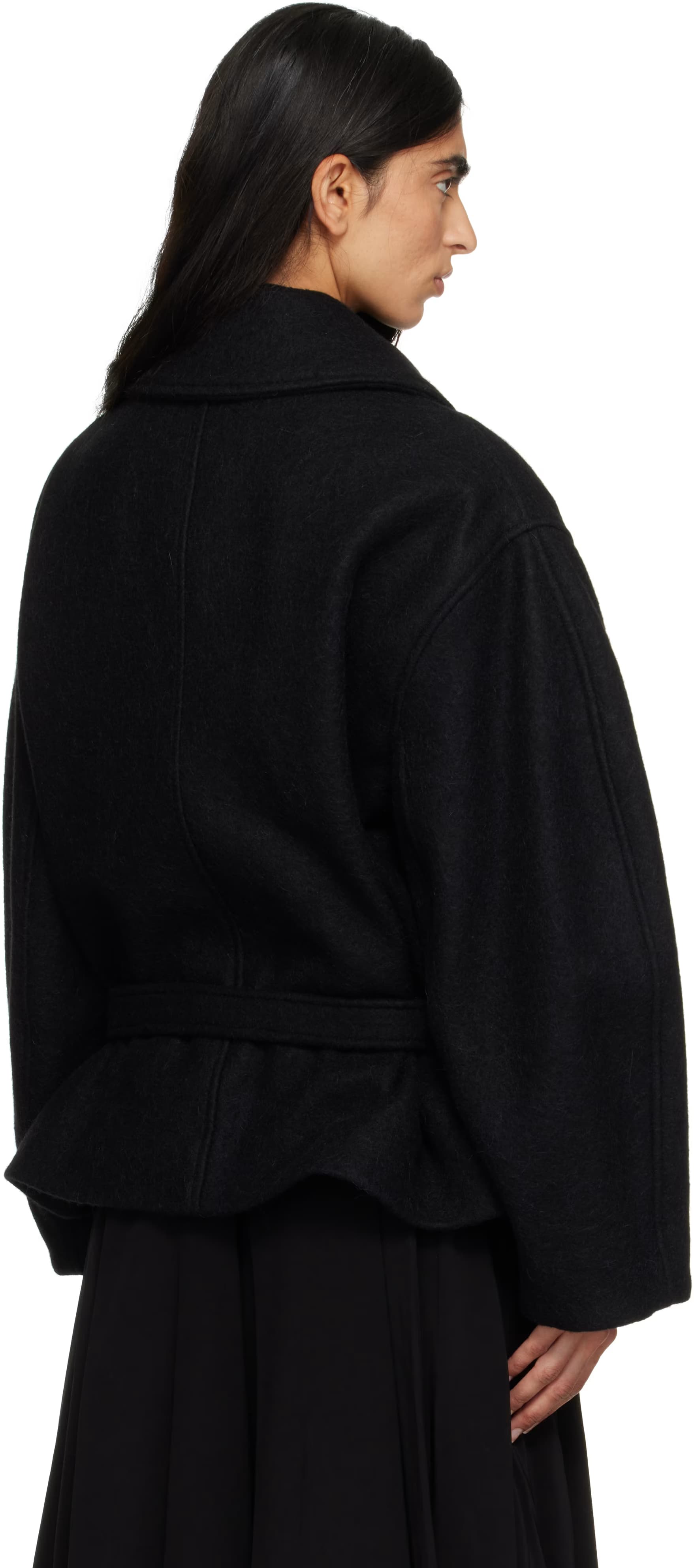 Black Short Wrap Coat 3