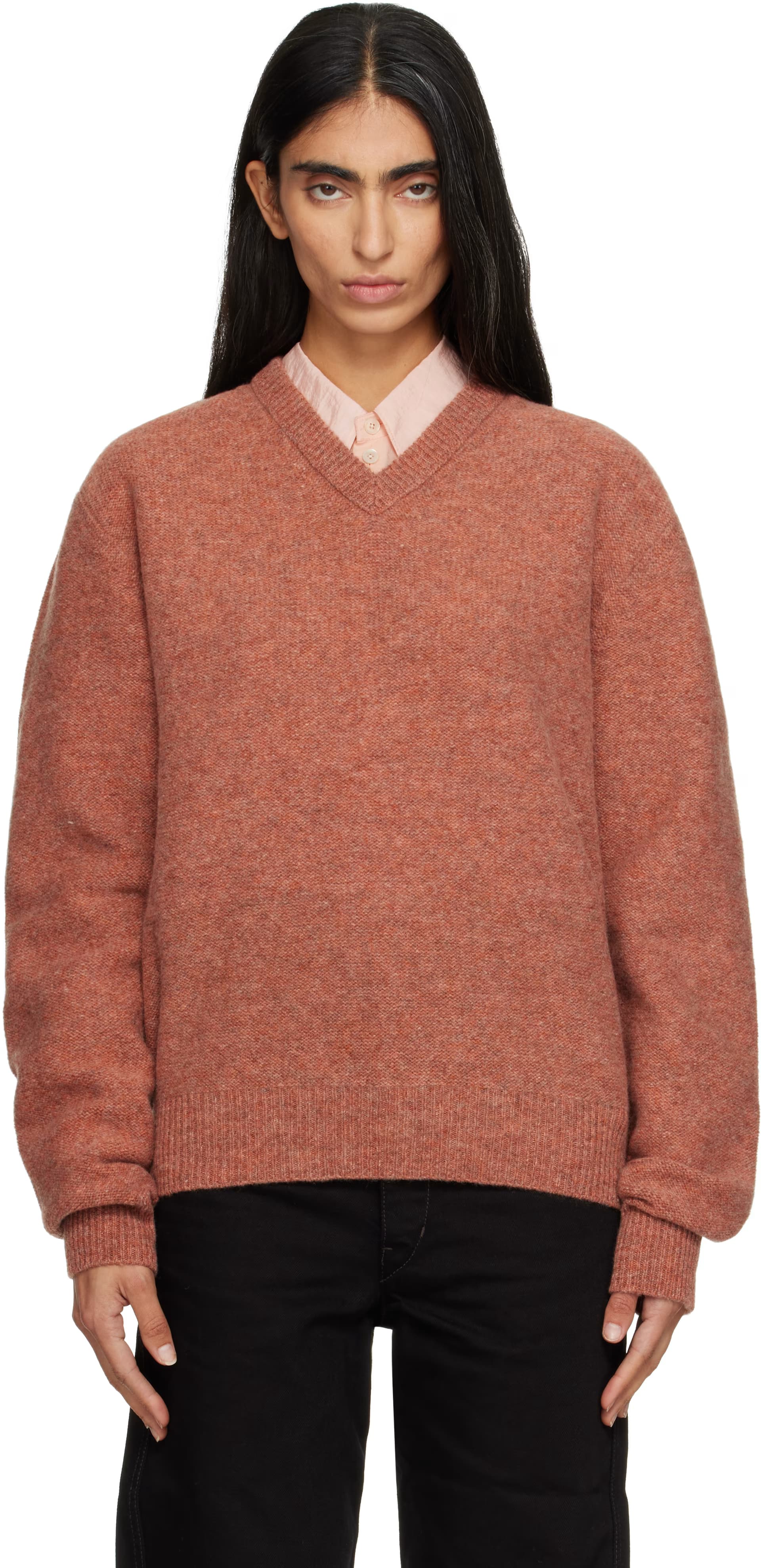 Pink V-Neck Sweater by Lemaire