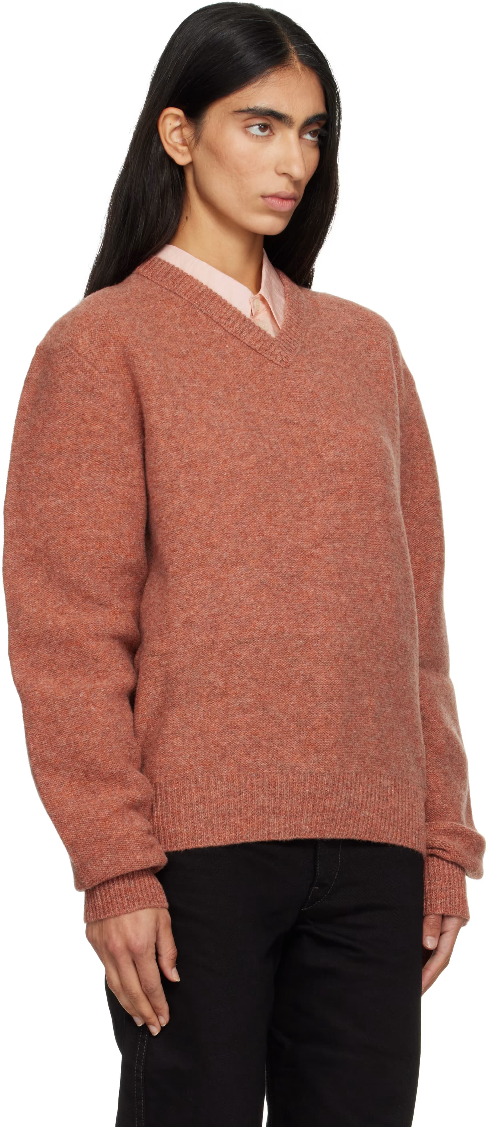Pink V-Neck Sweater 2