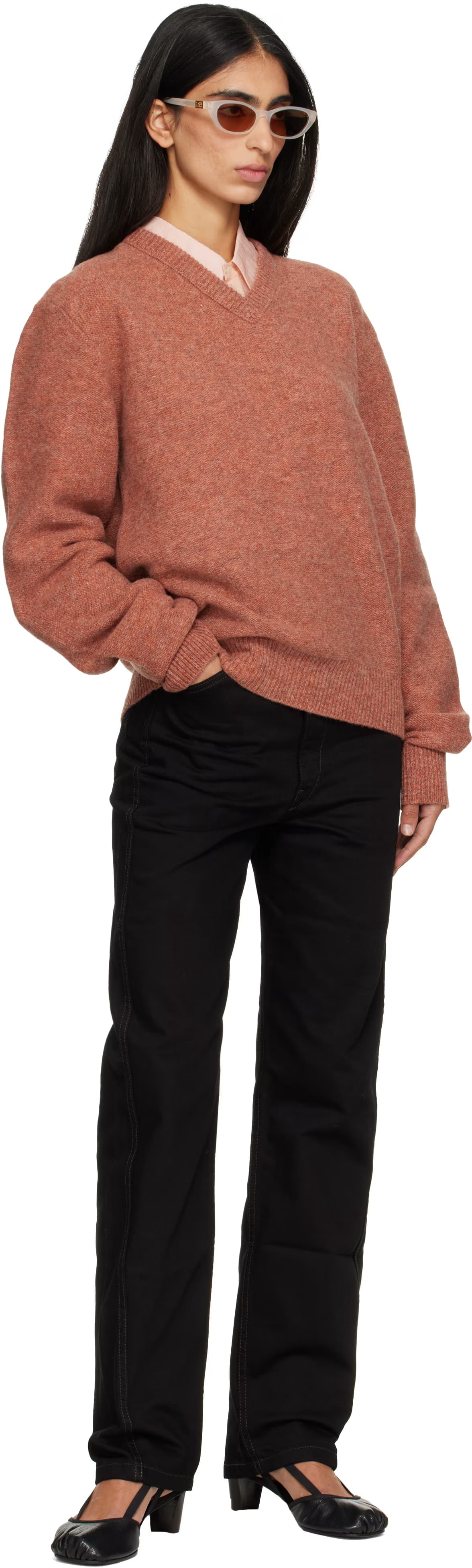 Pink V-Neck Sweater 4