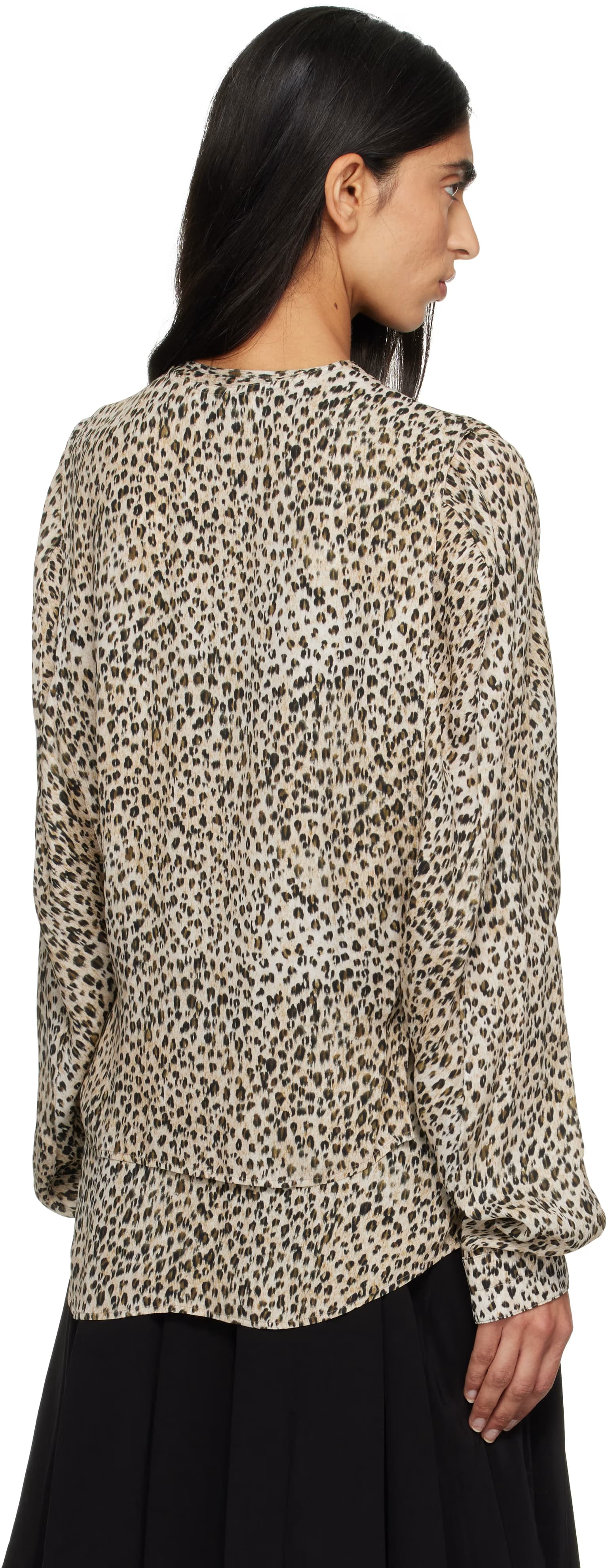 Beige Printed Two Layers Blouse 3