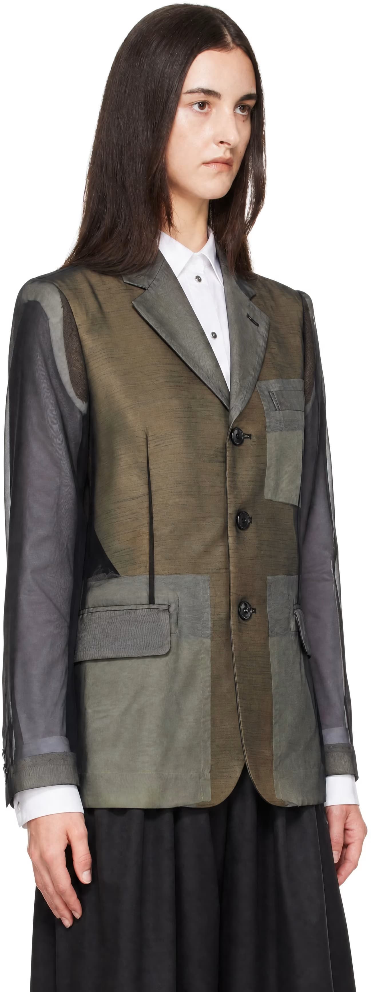 Black Thin Georgette Blazer 2