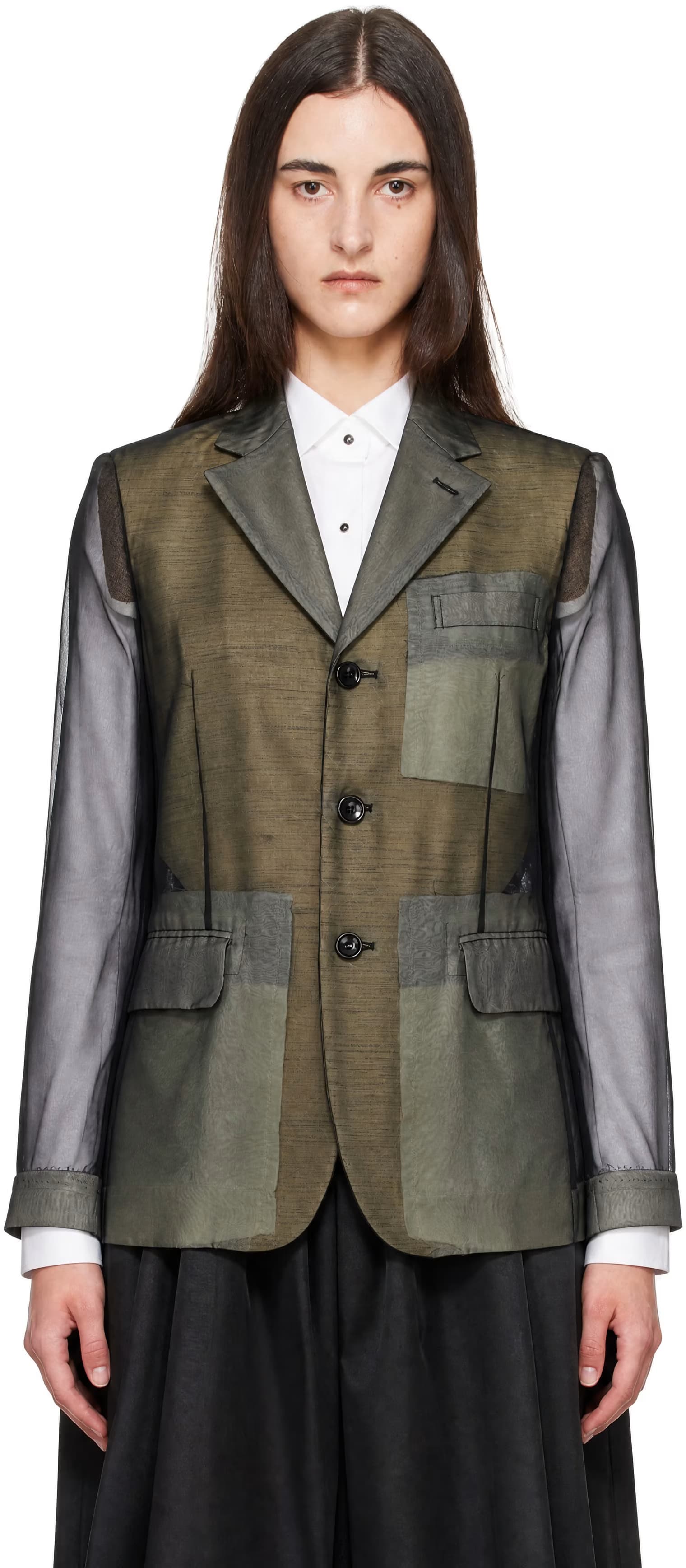 Black Thin Georgette Blazer by Comme des Garçons