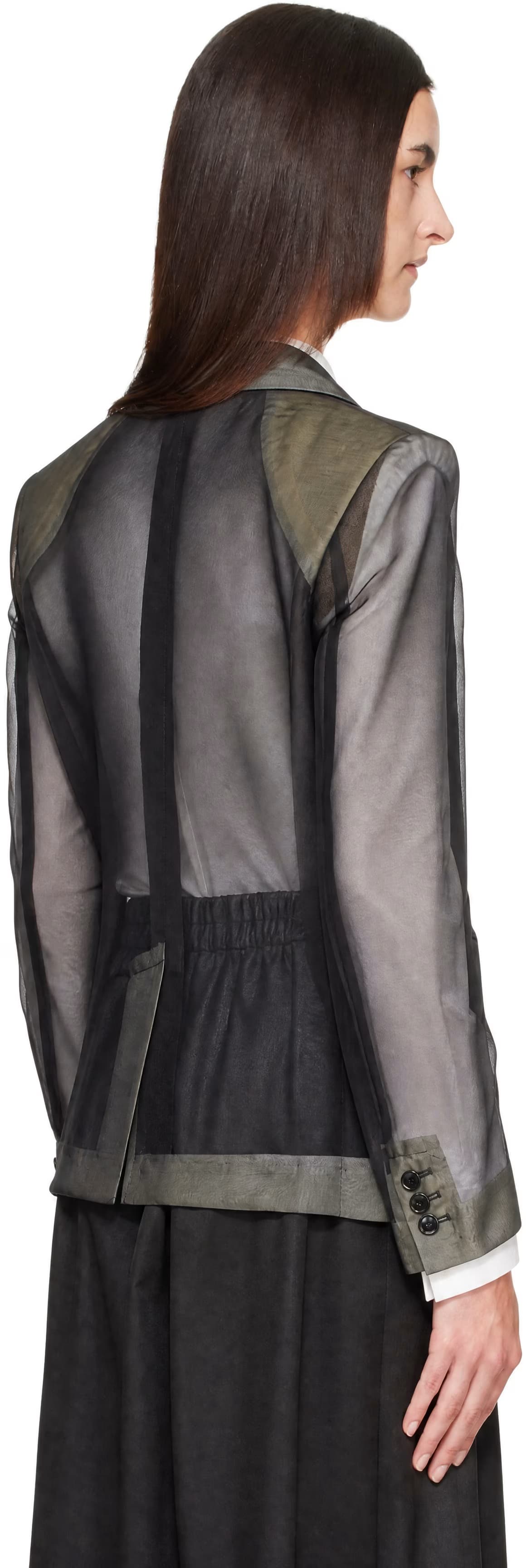 Black Thin Georgette Blazer 3