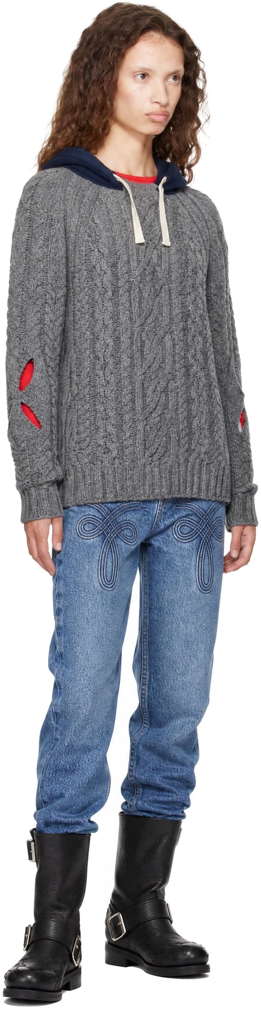 Gray Cable Hoodie 4