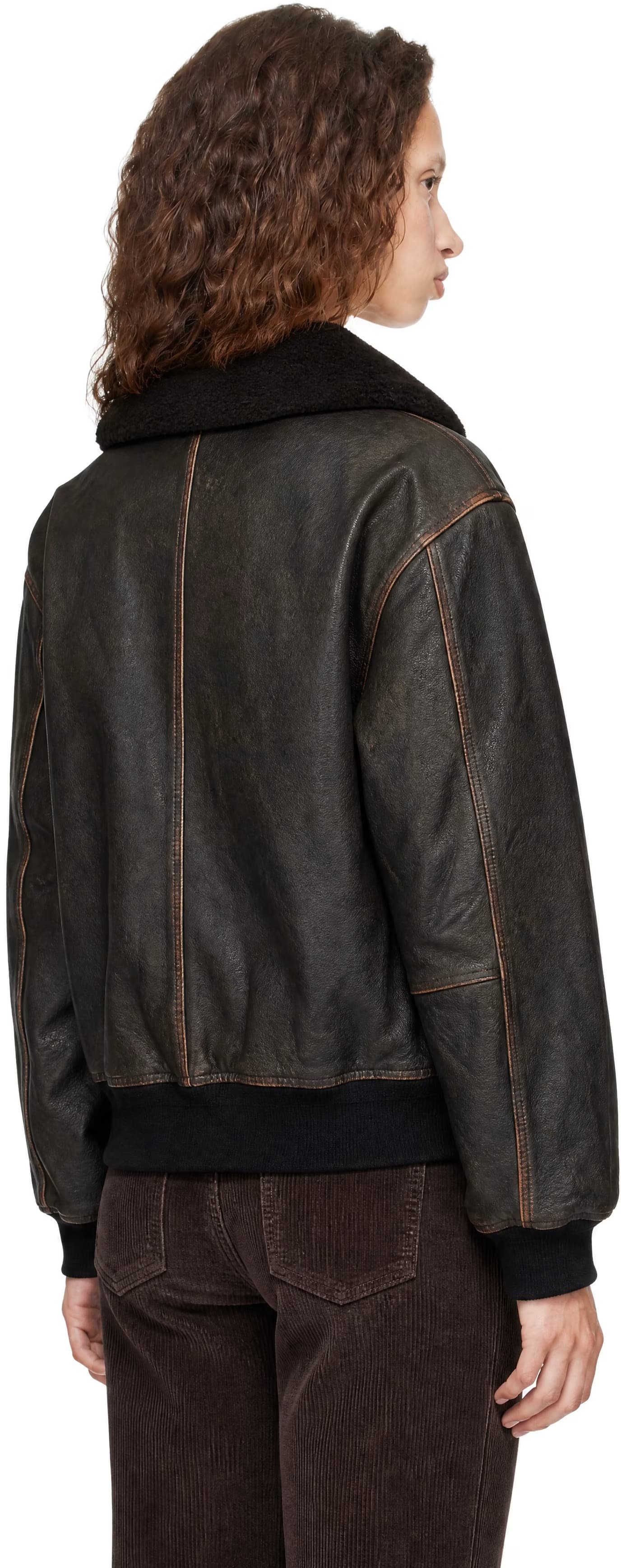 Black Detachable A-2 Blouson Leather Jacket 3