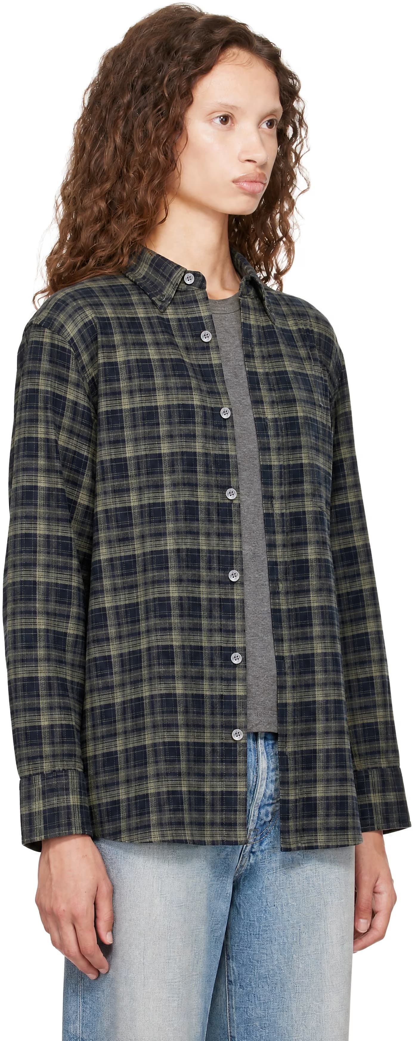 Navy Checked Flannel BD Shirt 2