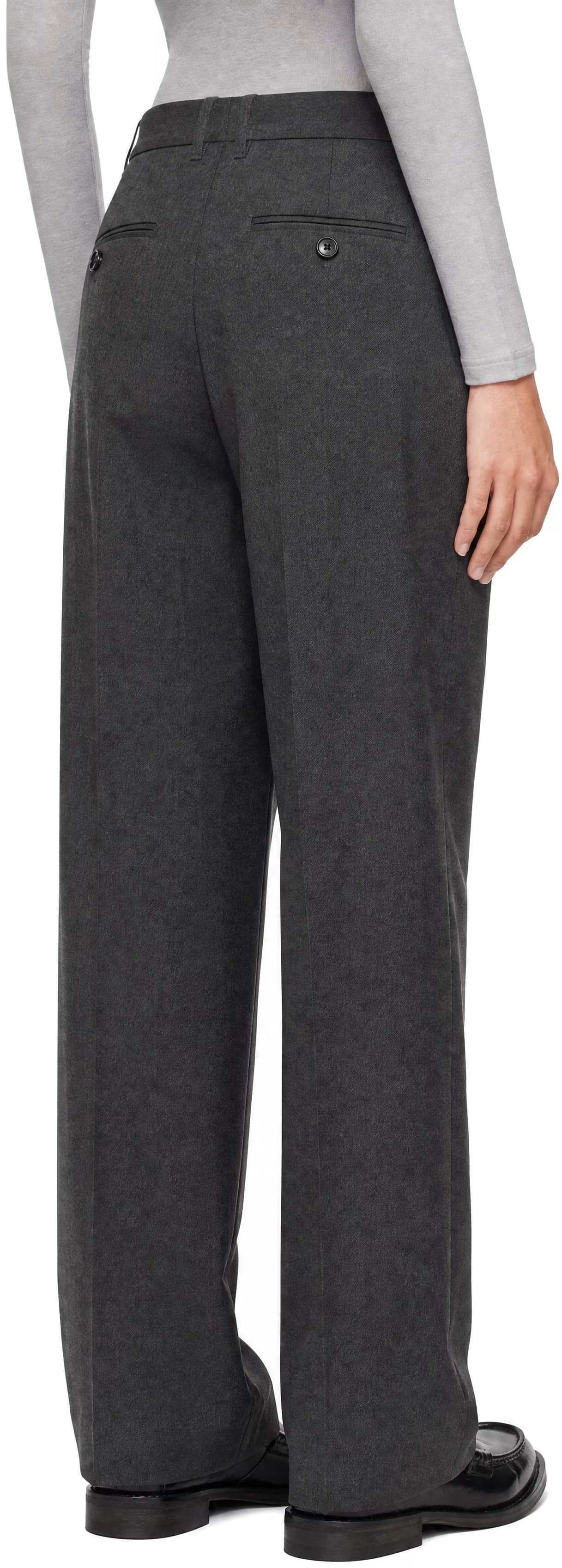 Gray Pleated Semi-Wide Trousers 3