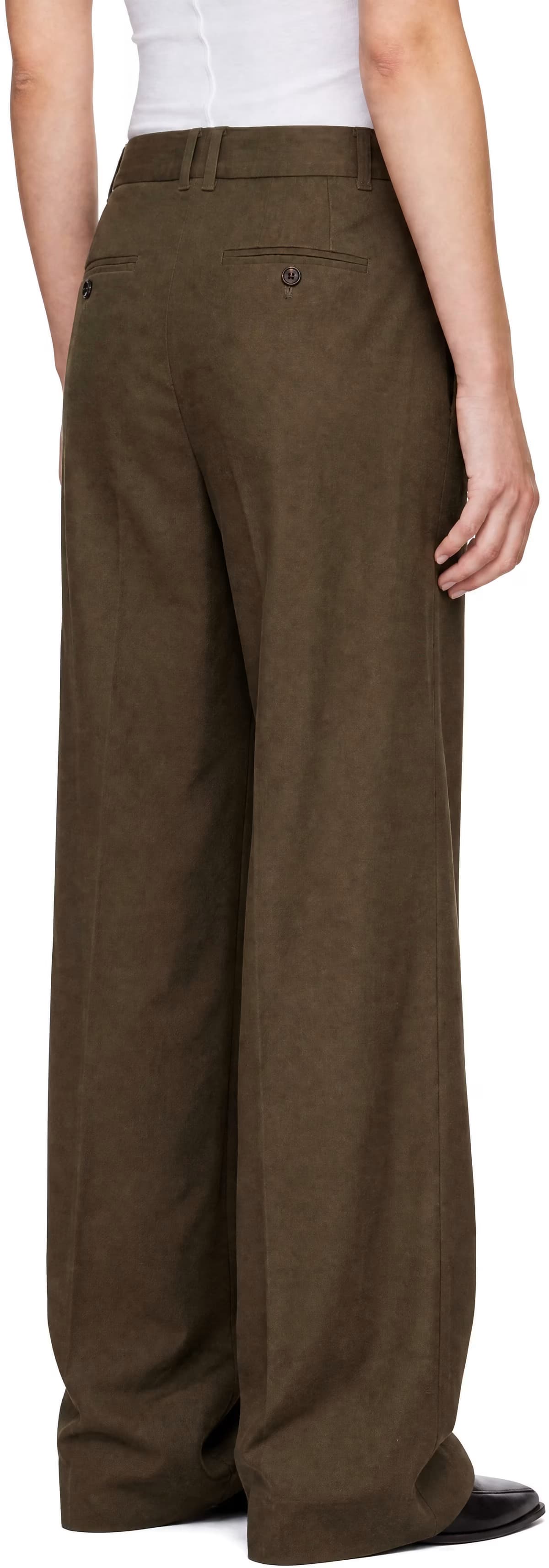 Green Double Pleated Wide Chino Trousers 3