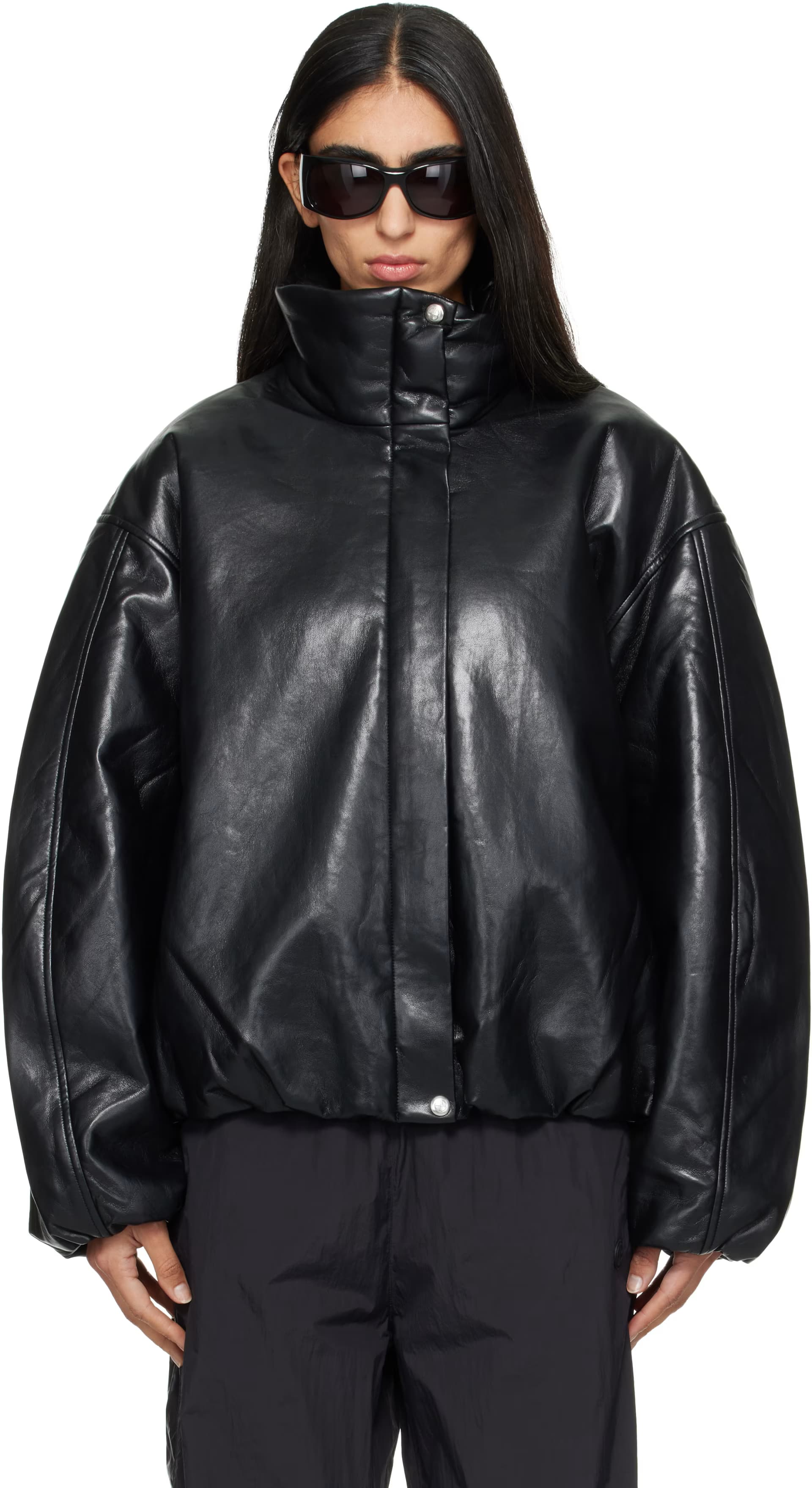 Black Cyrus Recycled Leather Jacket by Anine Bing