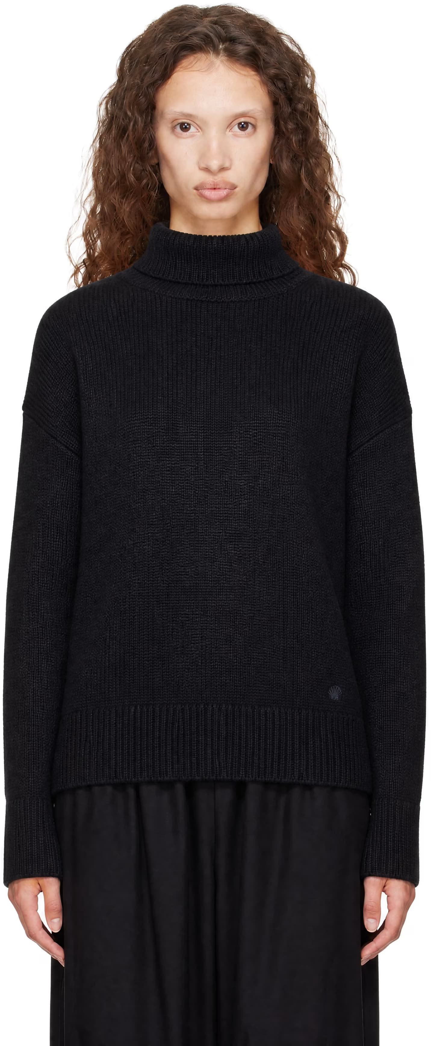 Black JONAH Dense Cashmere Turtleneck by Loulou de Saison