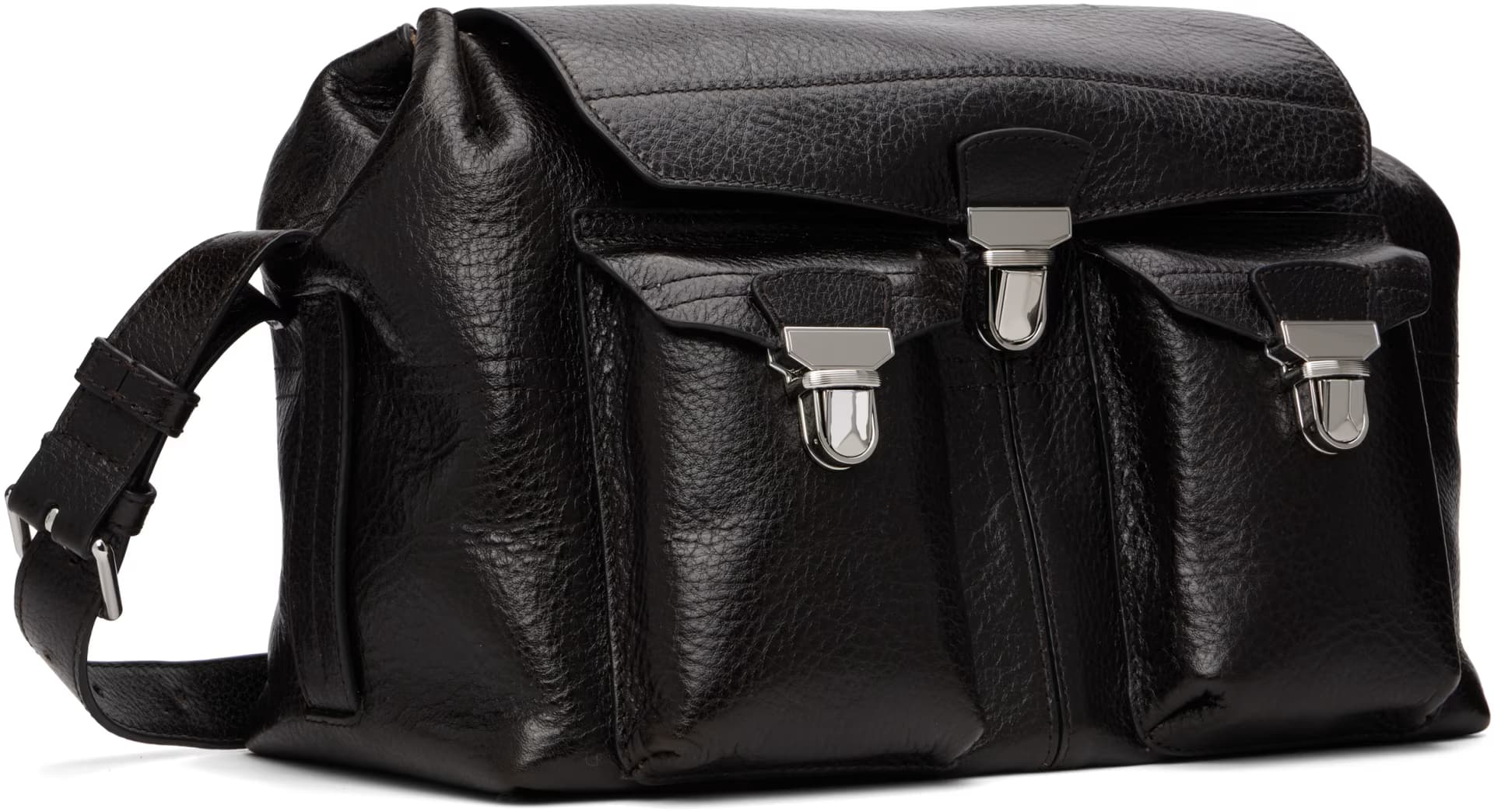 Brown Medium Gear Glossy Vegetable Leather Bag 2
