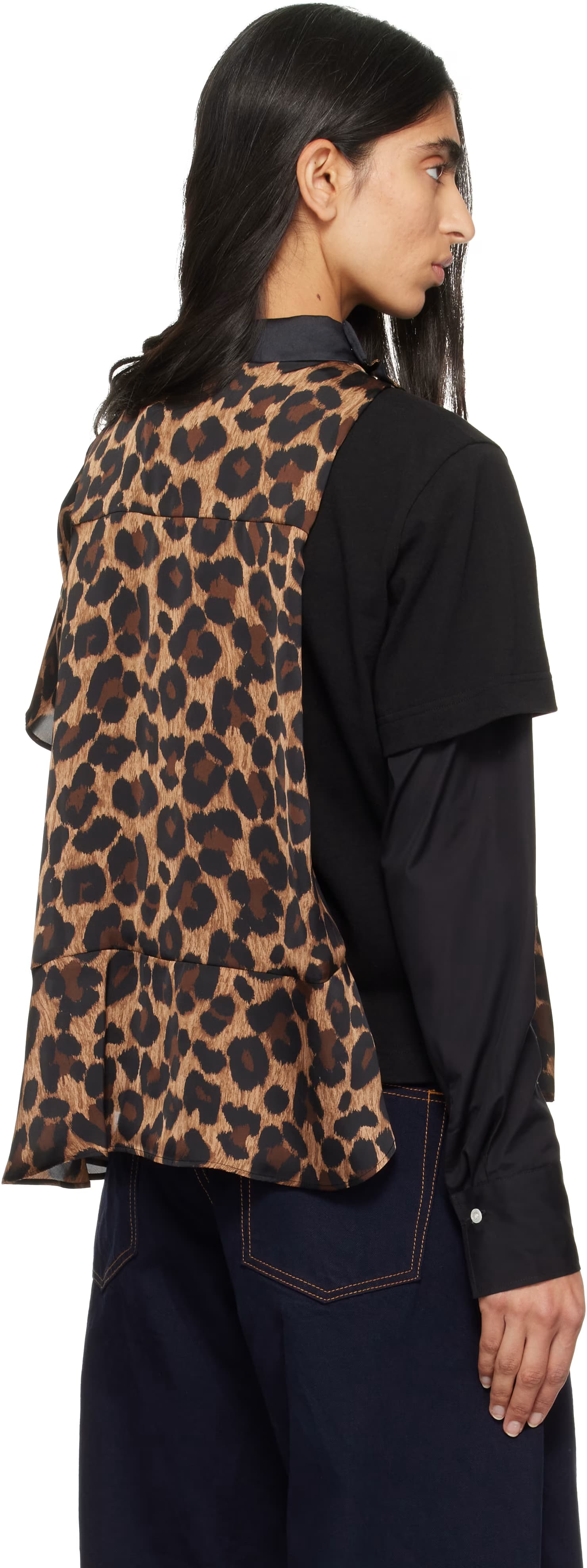 Black & Beige Leopard Jersey T-Shirt 3