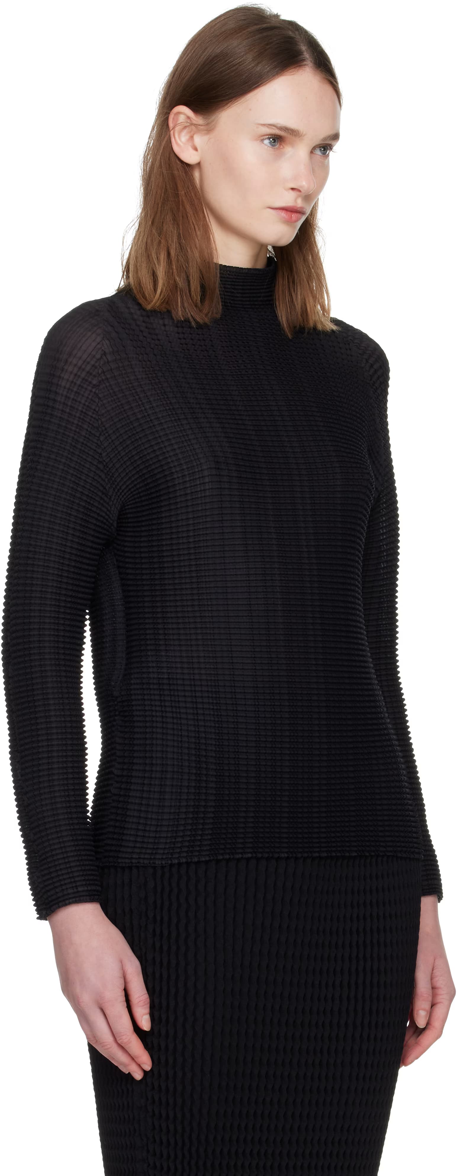 Black Wooly Pleats Top 2