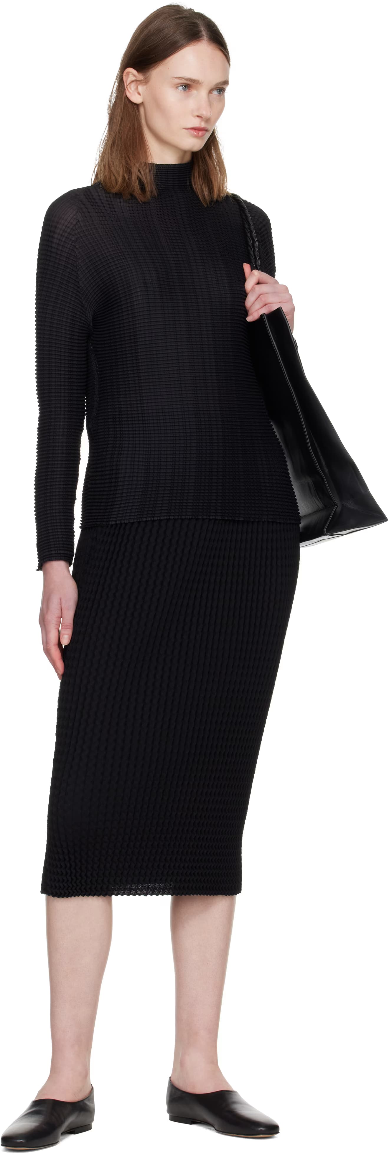 Black Wooly Pleats Top 4