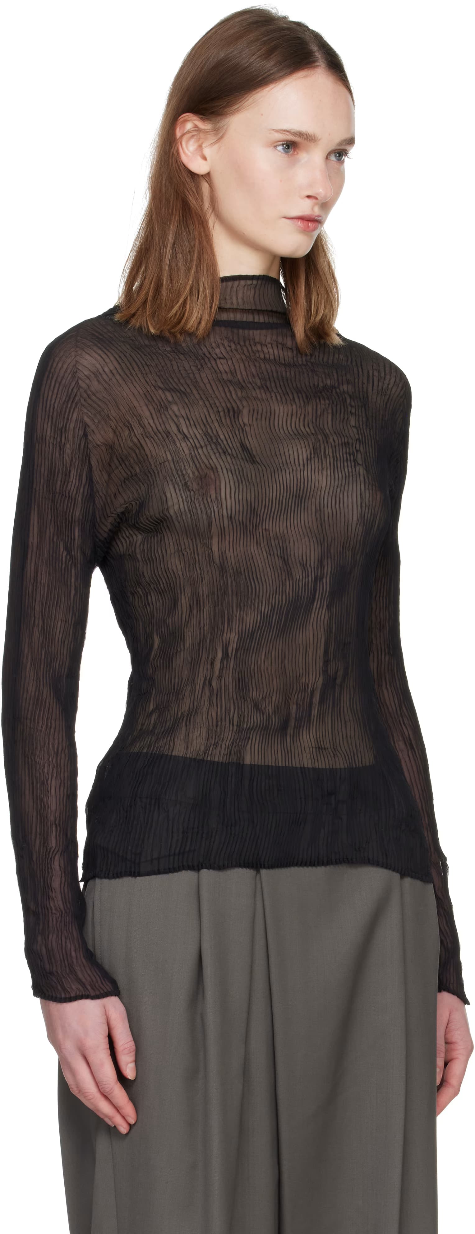 Black Chiffon Twist Top 2