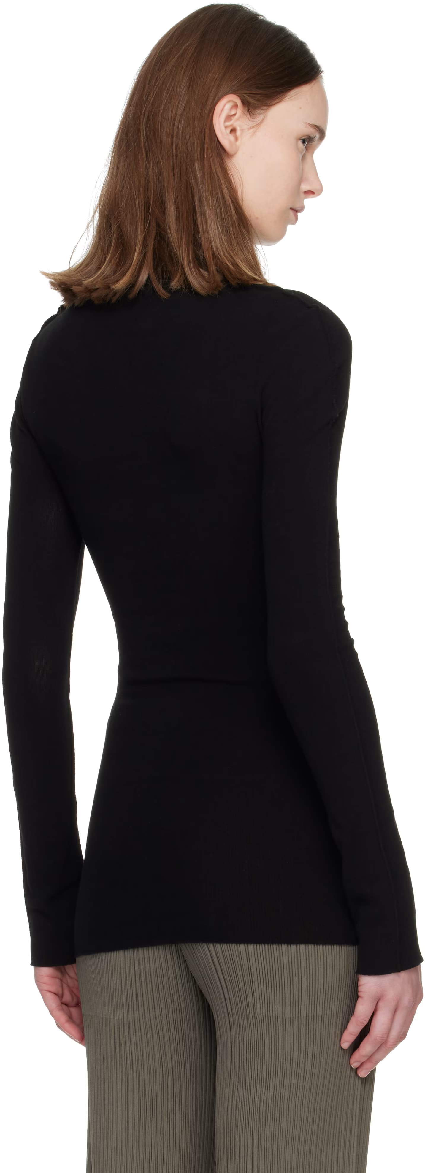 Black Cotton Baguette Turtleneck by ISSEY MIYAKE