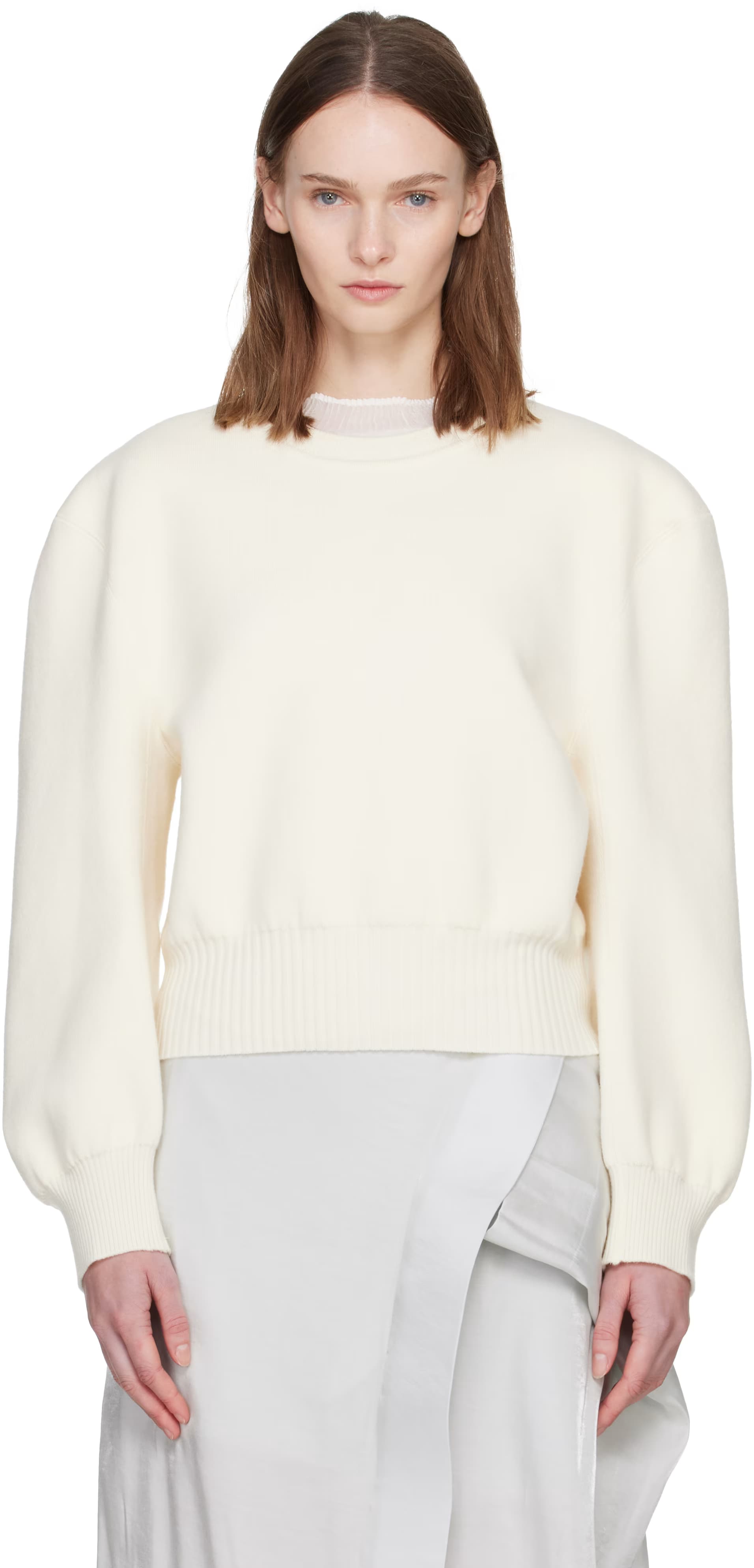 Off-White Handsome Knit Sweater by ISSEY MIYAKE
