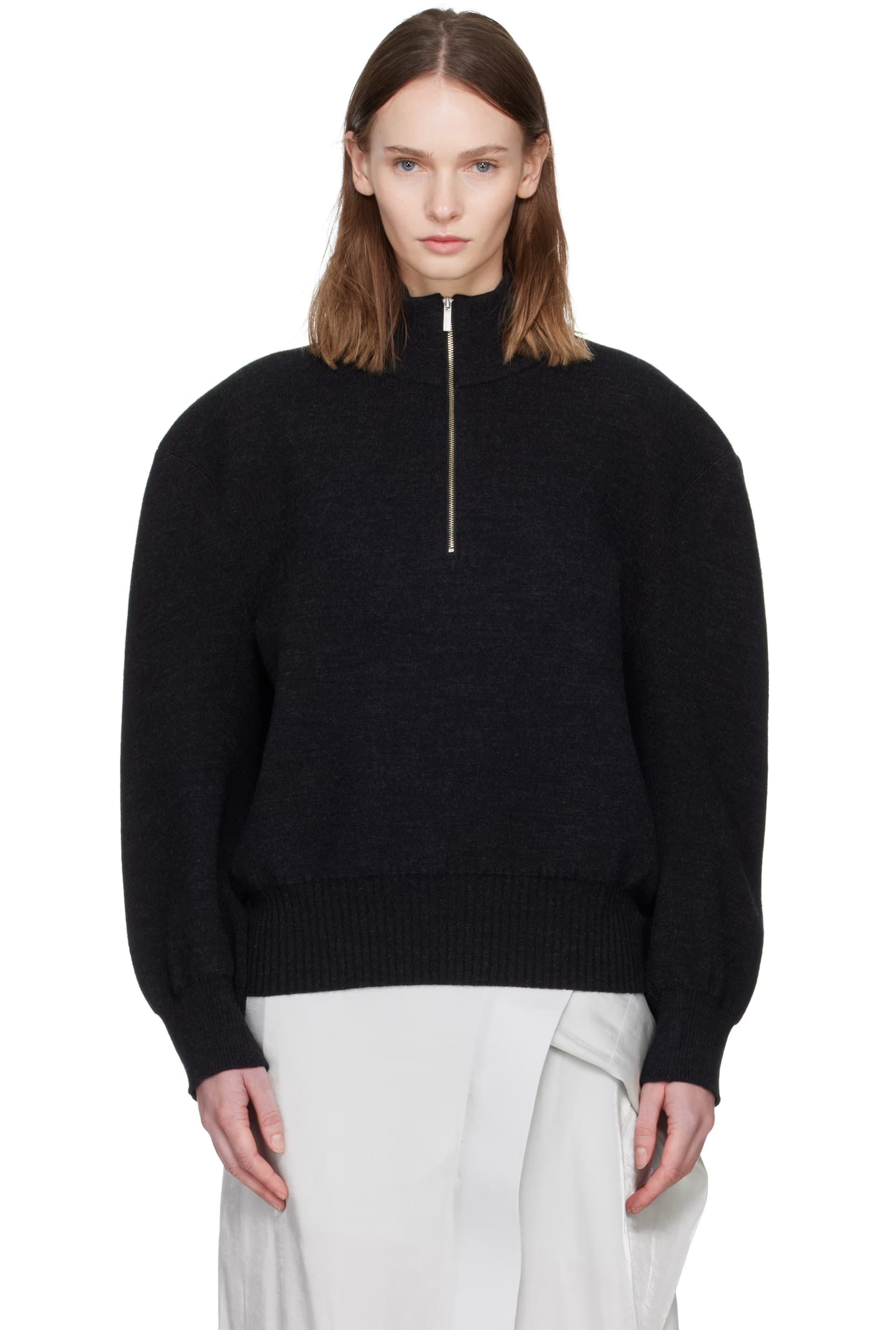 Black Handsome Knit Sweater by ISSEY MIYAKE