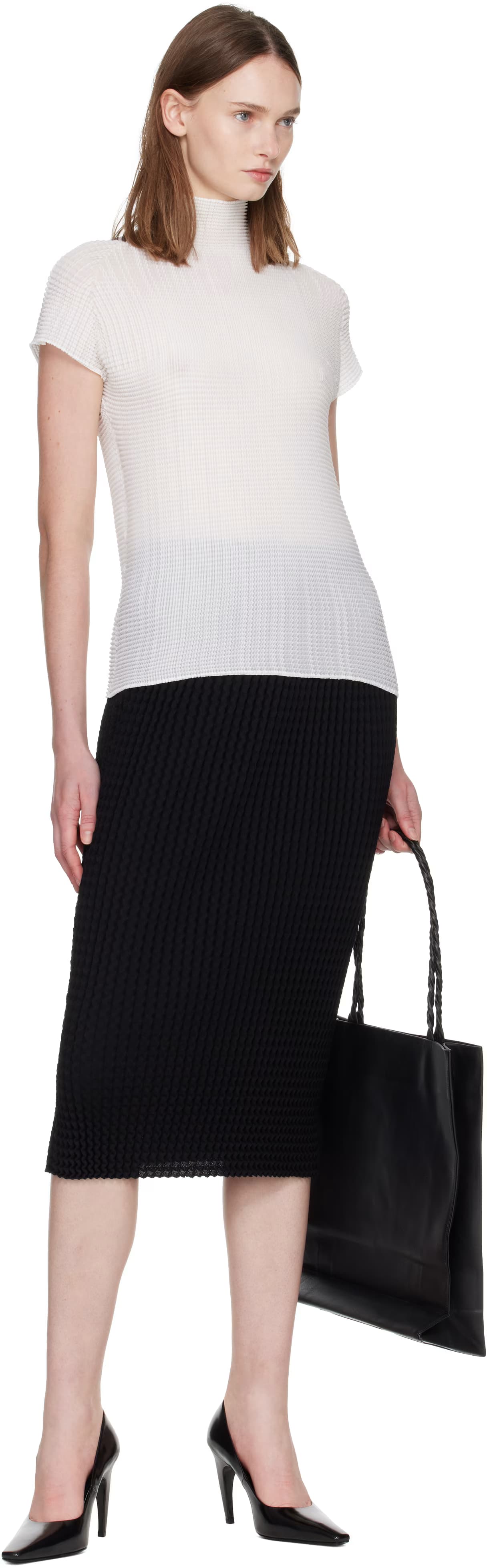 White Wooly Pleats Top 4